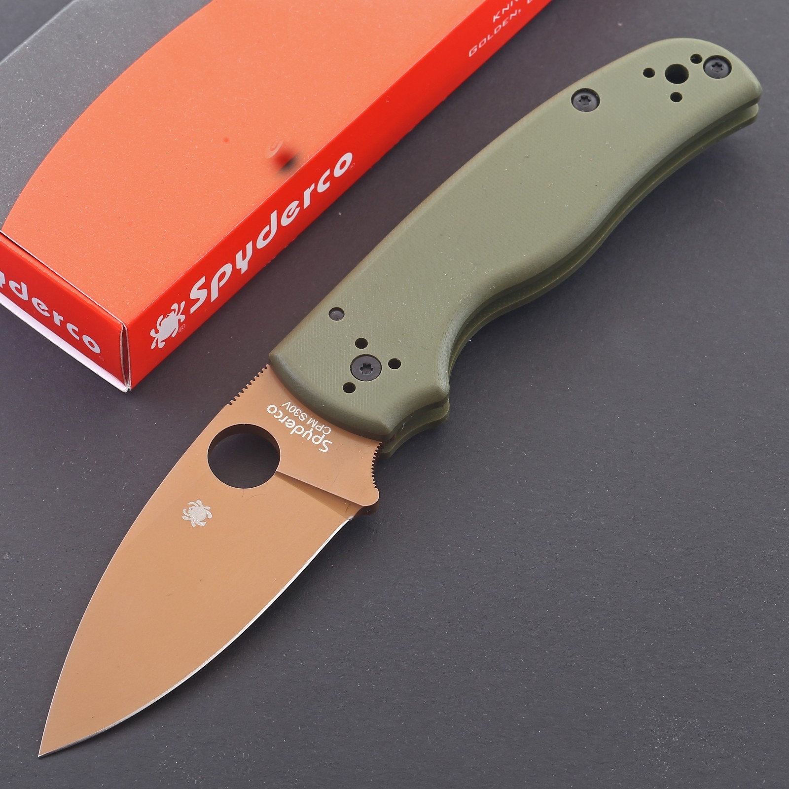 2026 Custom Green G10 Handle Lock Back Pocket Tactical Knife Shaman Gold Blade