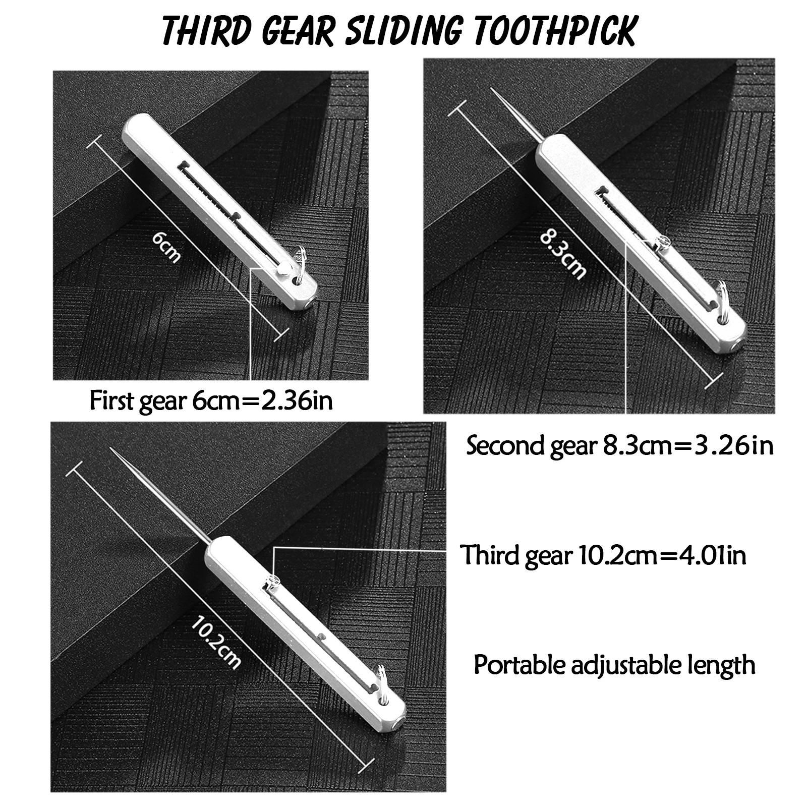 1 pcs Titanium Edc Retractable Toothpick with Spring Push Design **