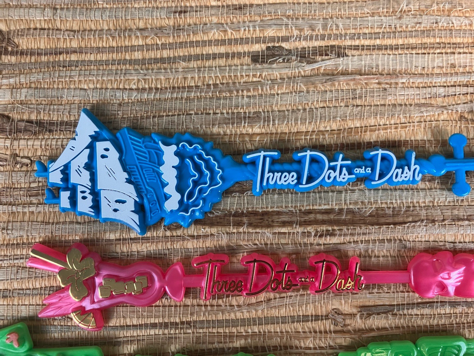 Three Dots and a Dash Skull Wall Menu Summer 25′ & 3 Swizzle Sticks Chicago New