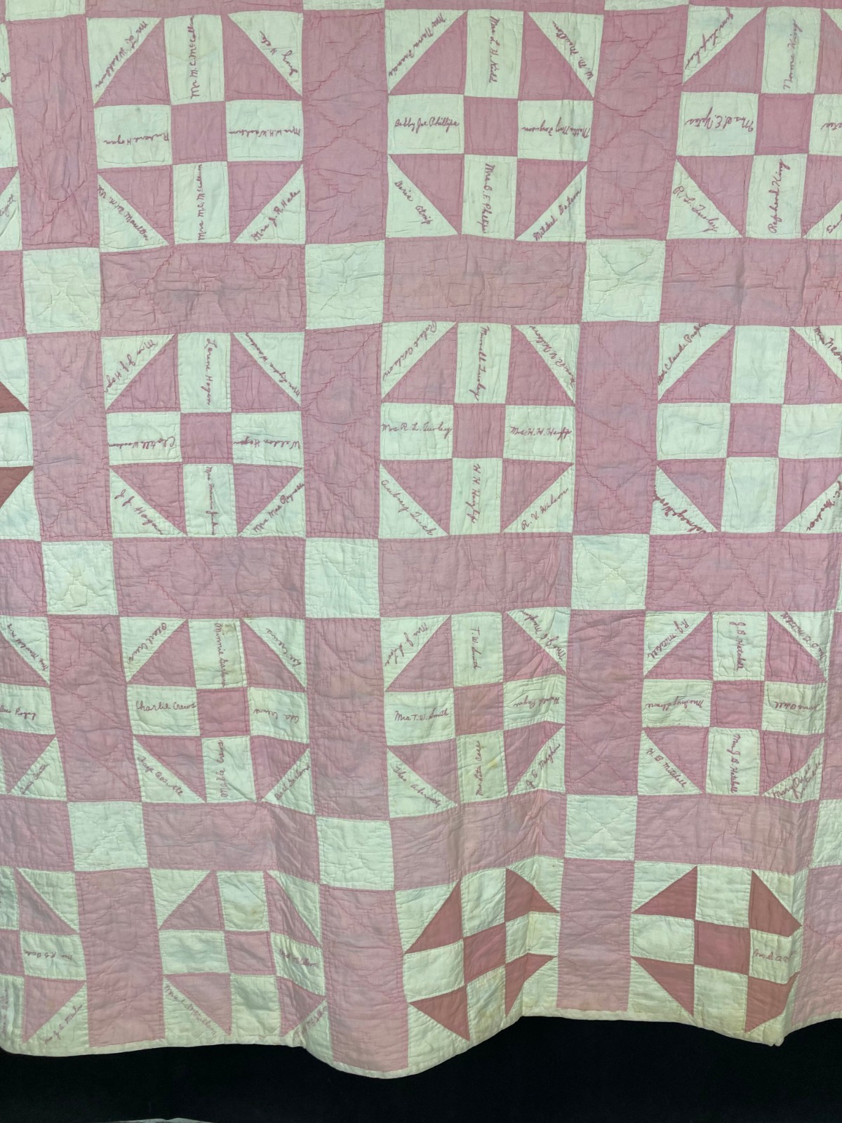 Vintage Handmade Beautiful “Four-Patch” Pattern Multicolor Quilt 76.7×63.3 Inch