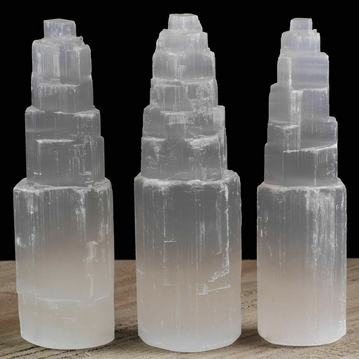 Large SELENITE TOWER Rough 8″ inch Crystal Morocco Natural Carved Healing Energy