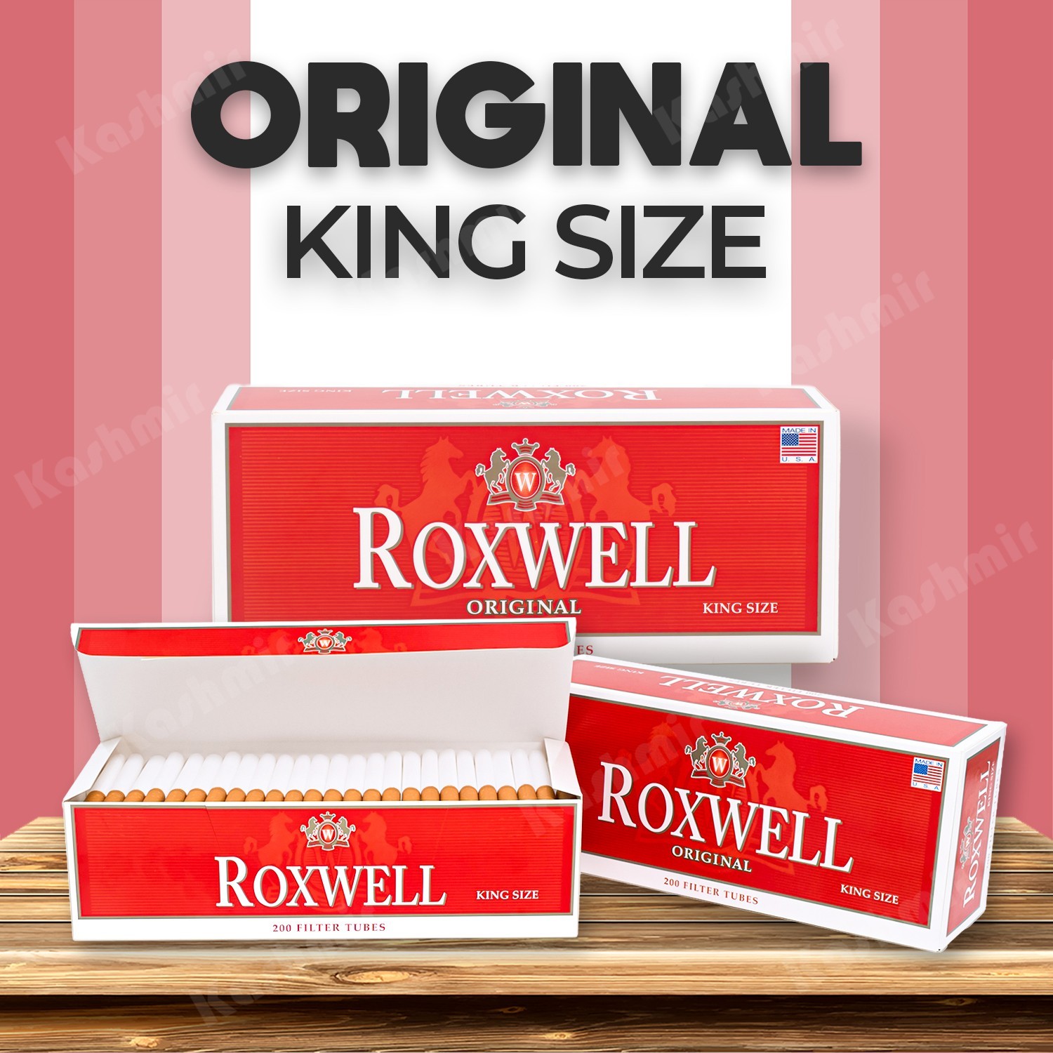 Roxwell Cigarette Tubes King Size Original Red Superior Quality 2 Box of 200 Ct