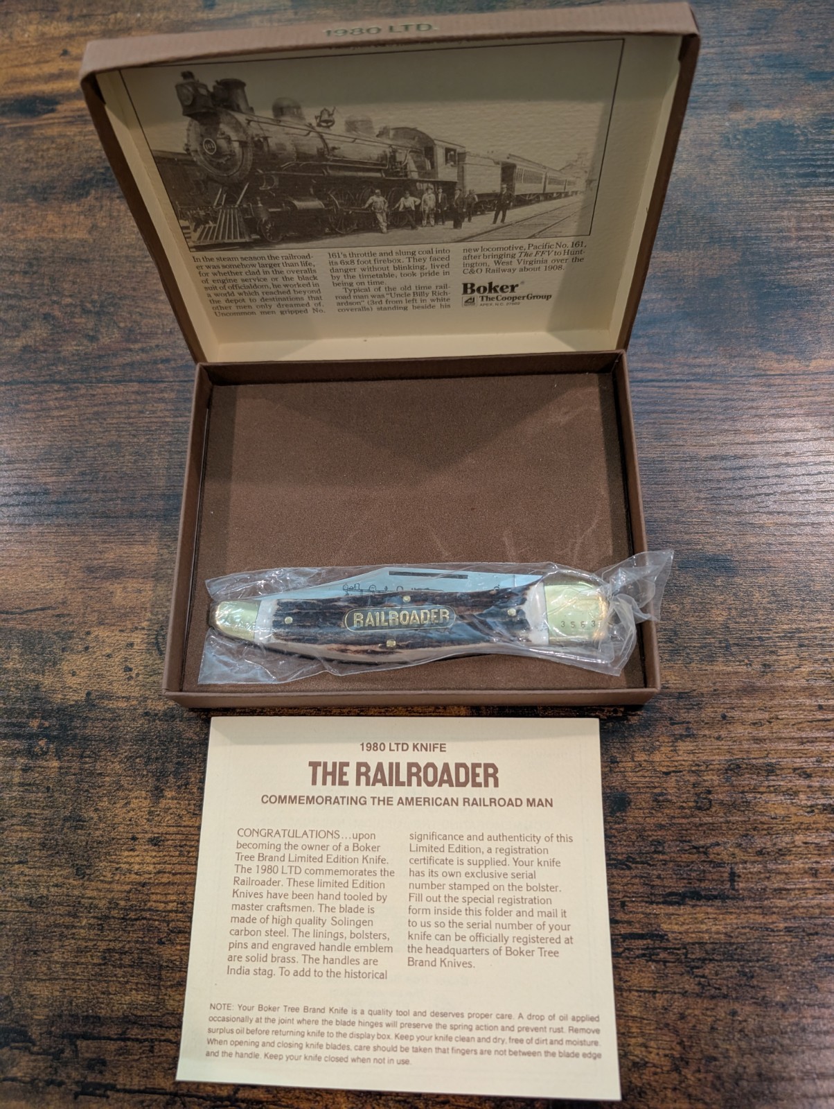 Böker The Railroader 1980 LTD 2-Blade Stag Carbon Steel Pocketknife w/ Box