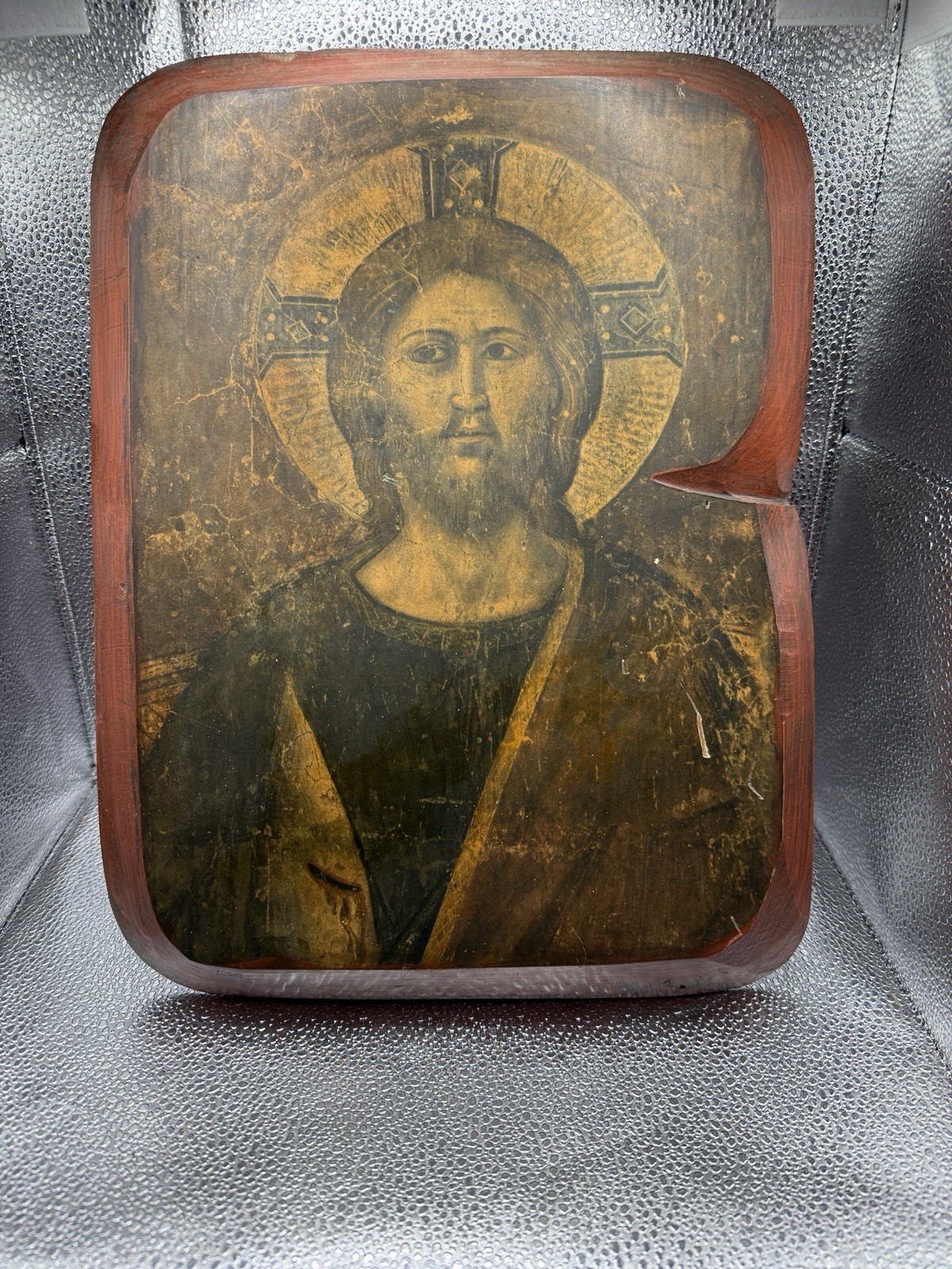 Vintage Orthodox Icon of Jesus Christ, Rustic Edge 12in X 16in