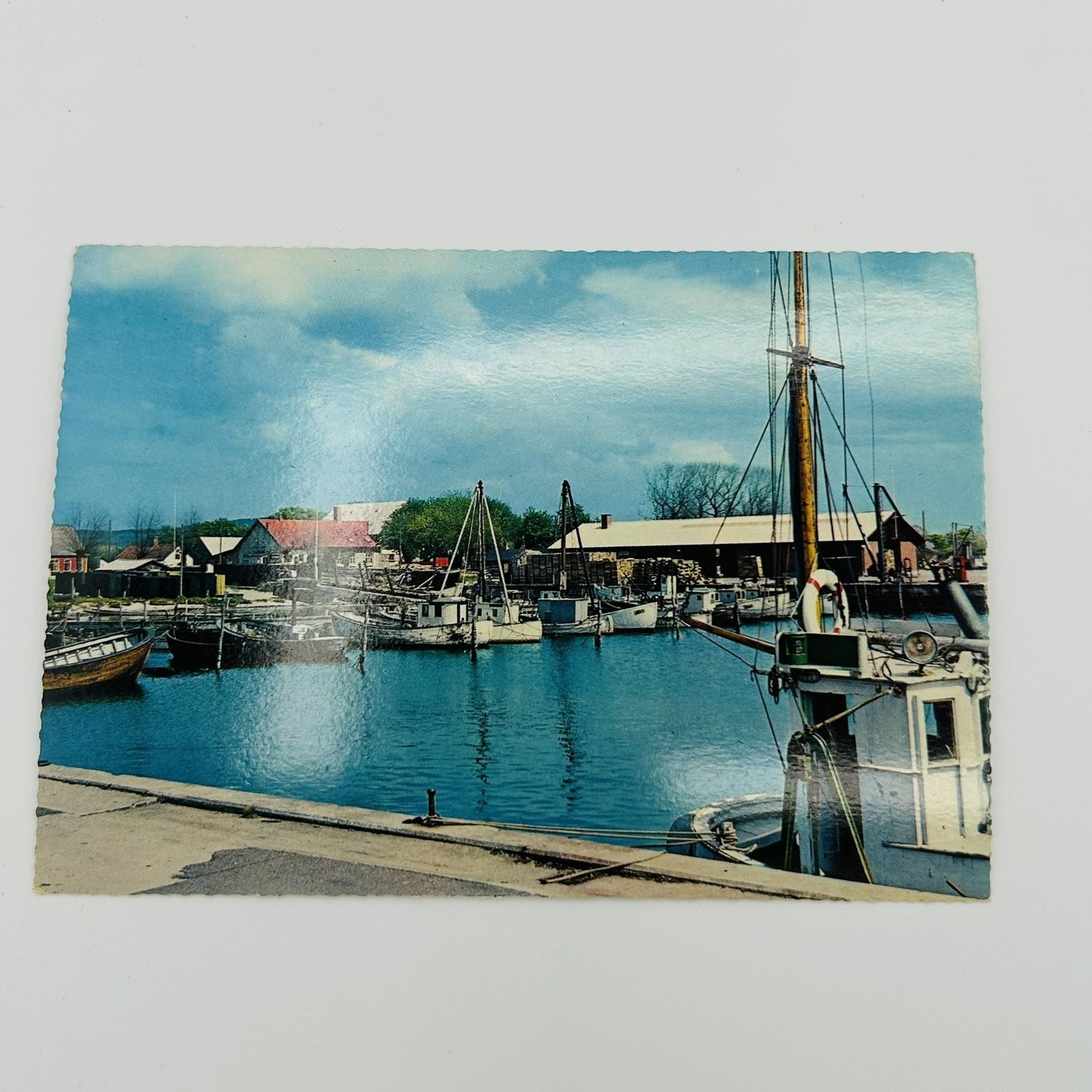 Klintholm Havn, Møn Photochrome Postcard Blue Standard 5.5 X 3.5 In