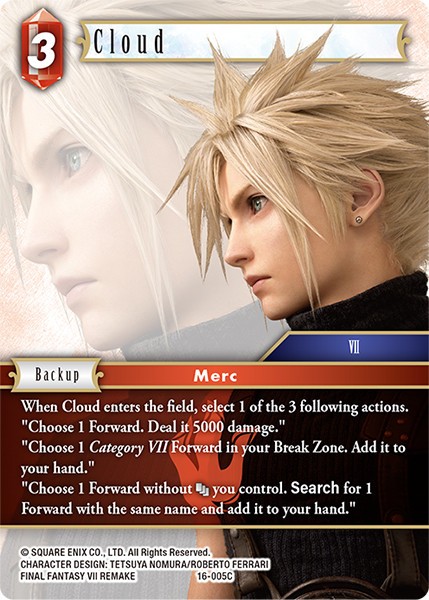 Cloud [Final Fantasy TCG] Trading Card – SQUARE ENIX [NEAR MINT] 16-005C