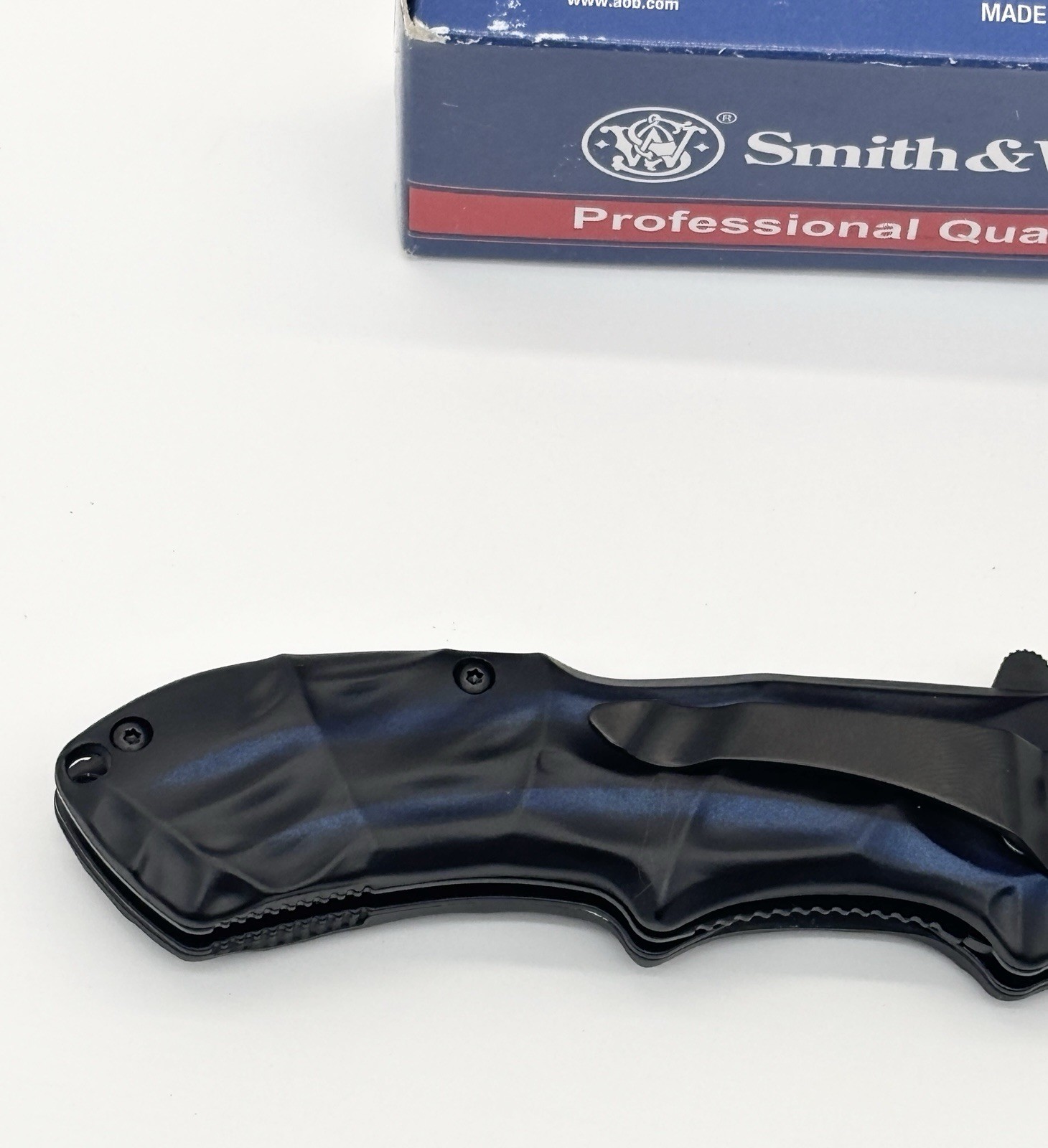 Smith & Wesson Black Ops Linerlock A/O Knife Blue & Black Handle SWBLOP3TBL