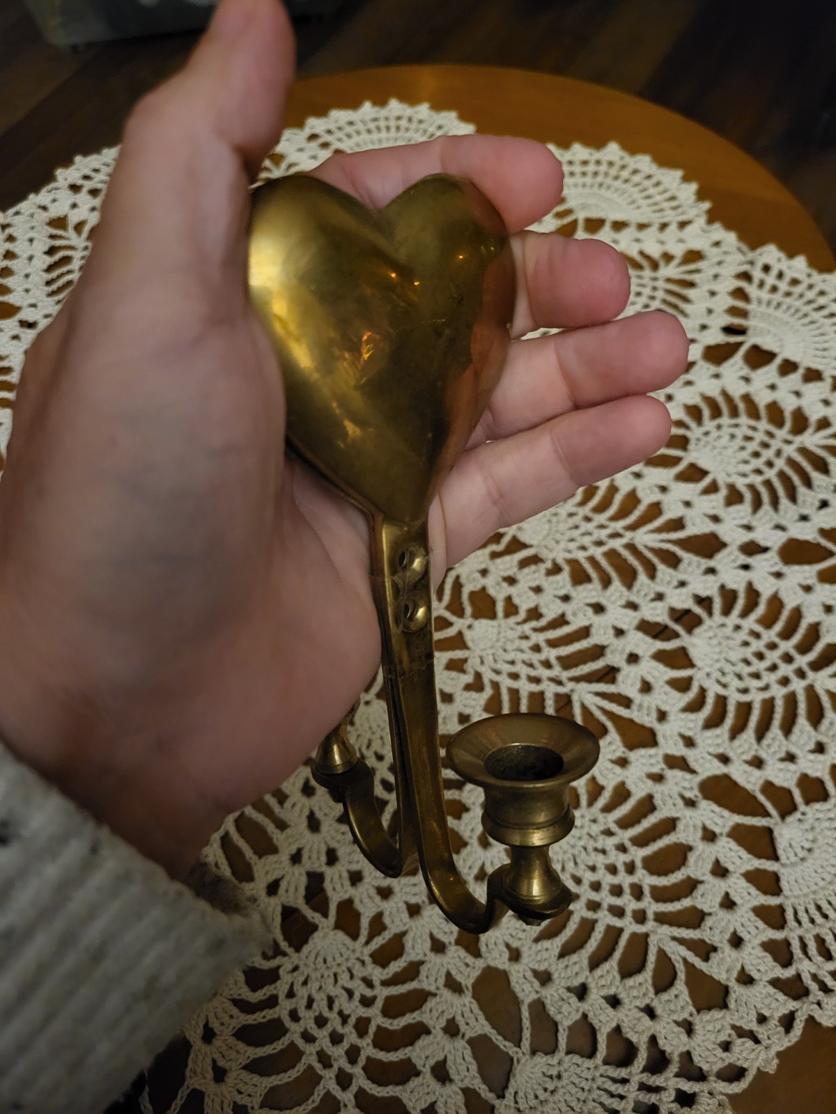 Brass Heart Shaped Candel Holder Bundle 3 Piece Set