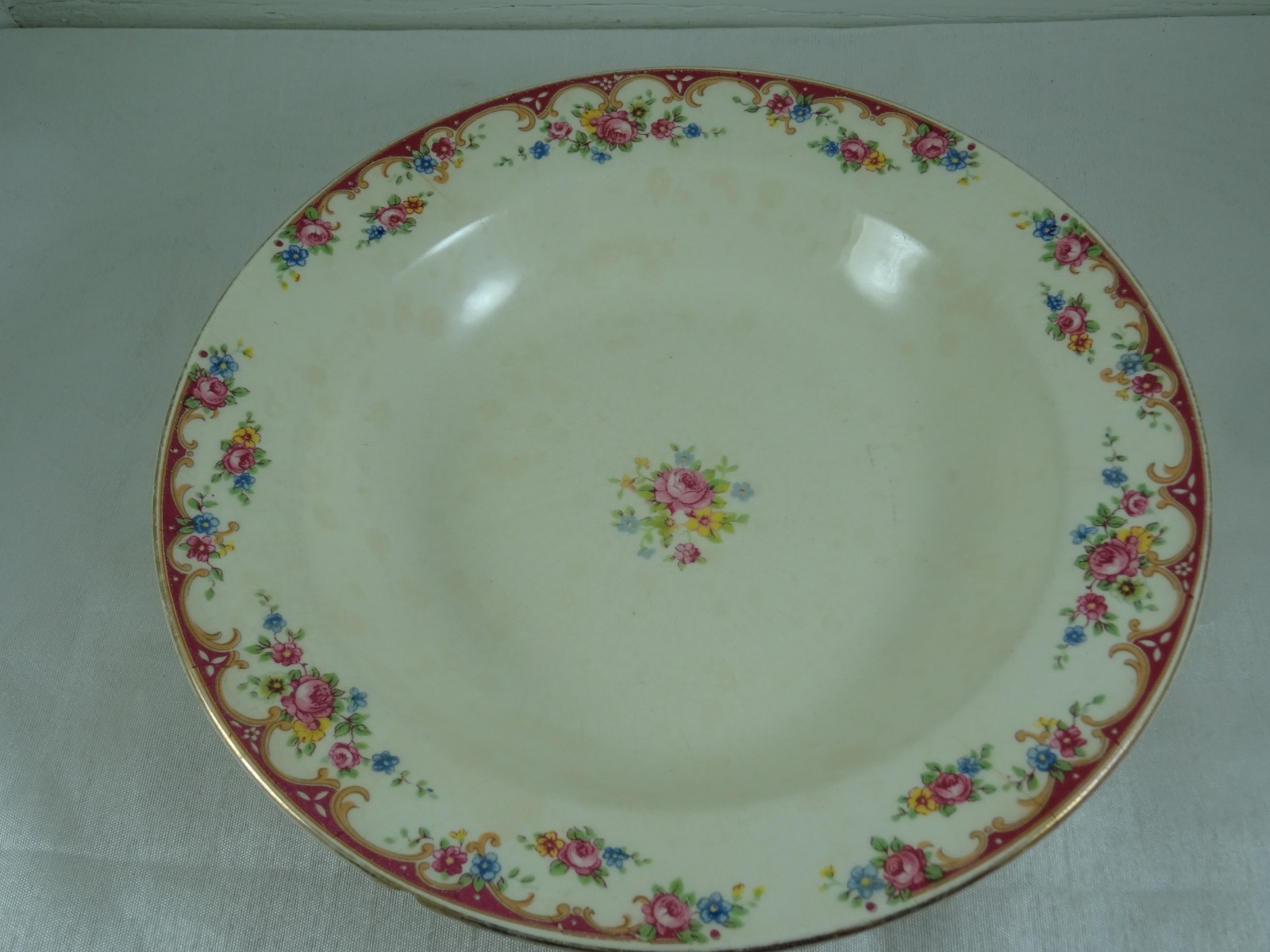 Vintage Edwin Knowles Lido Pattern Dinner Plate 10 1/8″ 3 Soup Bowls 8 3/8″ 4pcs