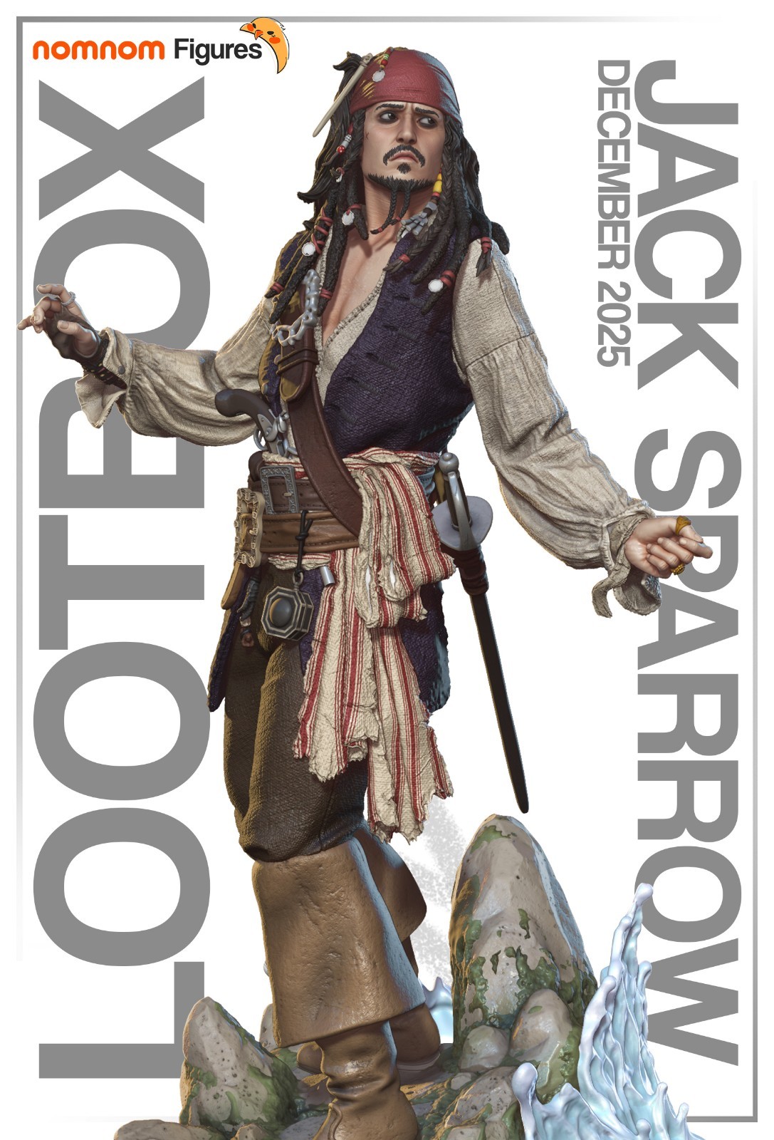 Jack Sparrow – PotC 1/10 Scale Figure 3D Print Model Kit Unpainted