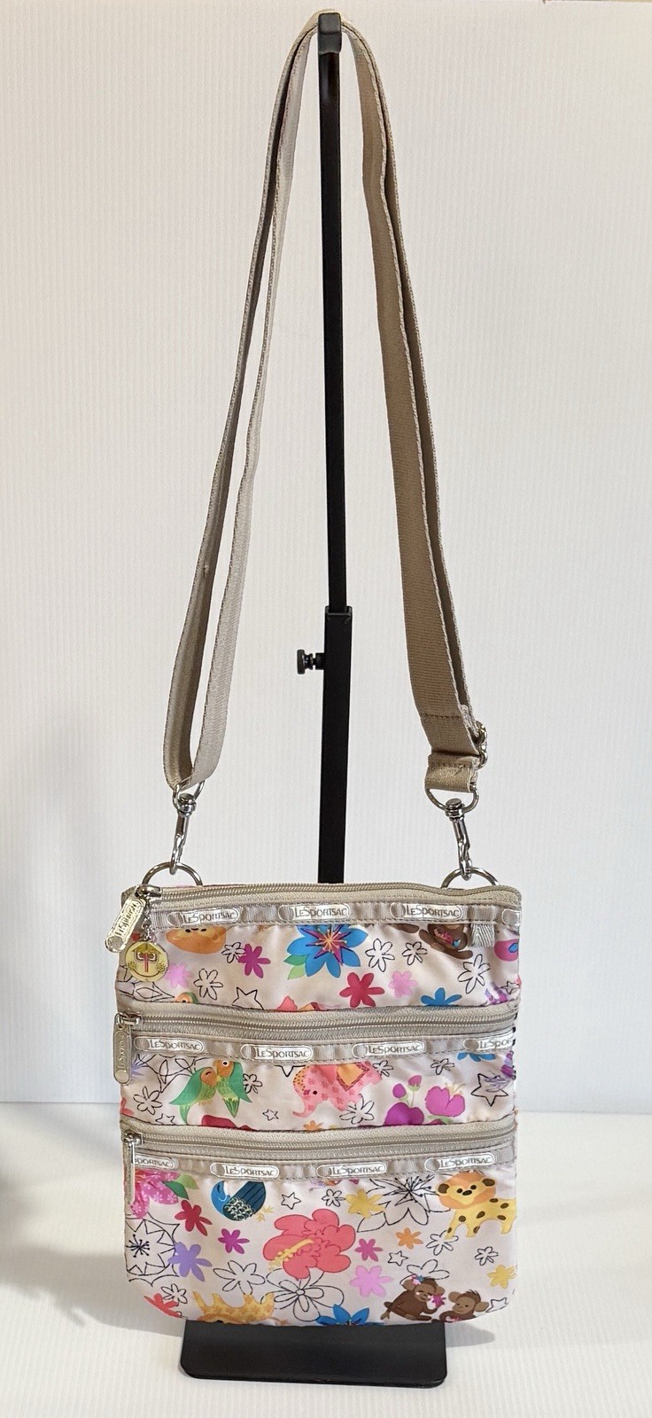 Disney LeSportsac It’s A Small World Animal Print Zoo 3 ZIP Crossbody Purse