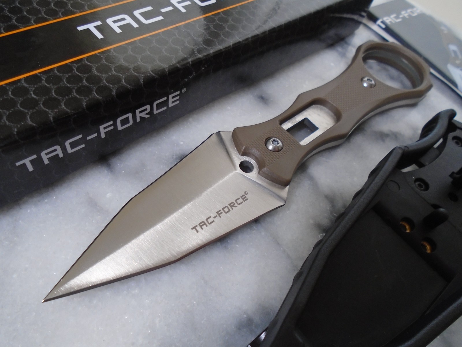 Tac-Force Covert Dual Edge Dagger Boot Knife Locking Clip Sheath Brown 6 1/2″ OA