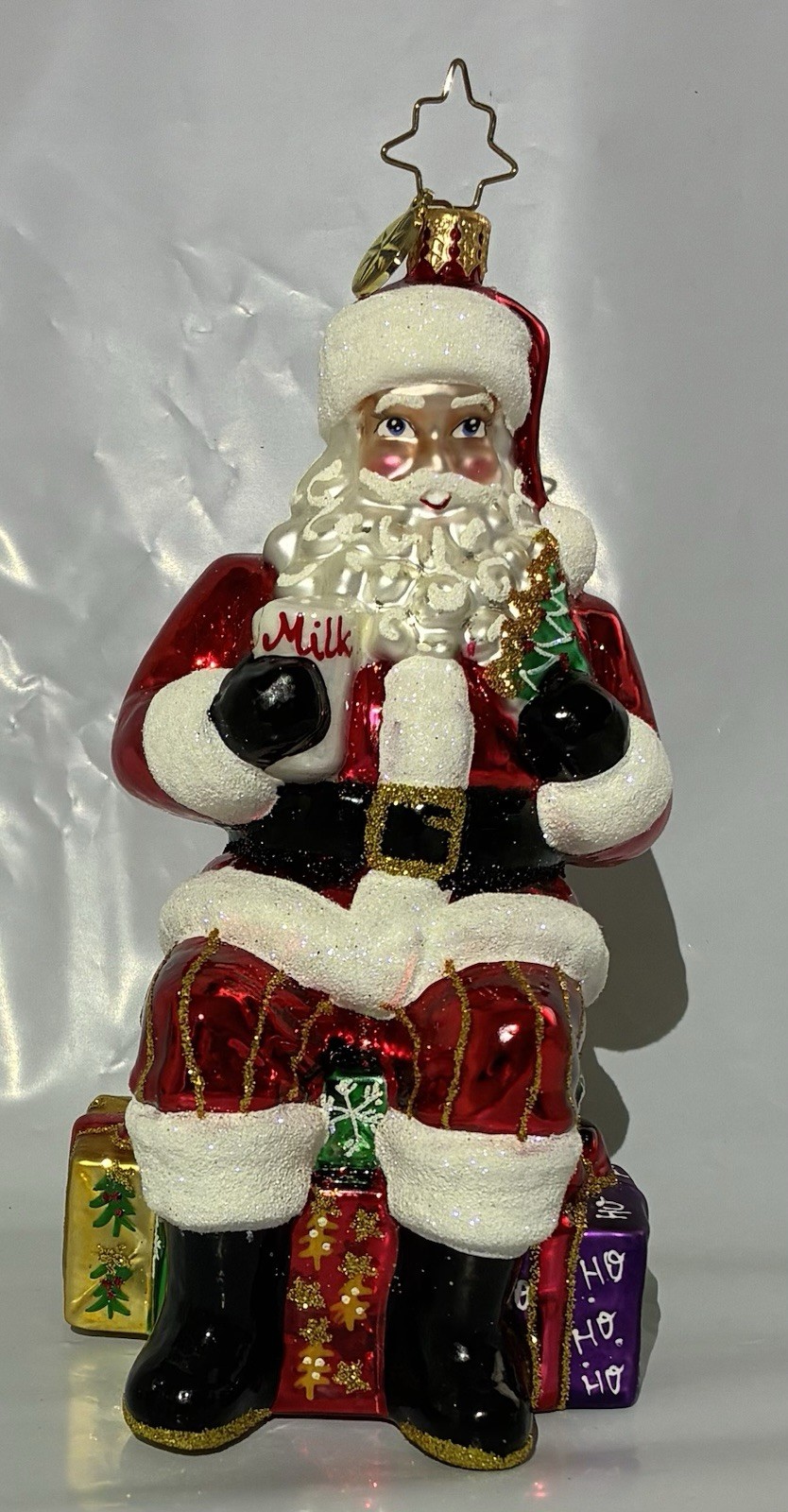 Radko TAKING A BREAK Santa Milk Cookie Rare Christmas Ornament 1017657 6 Inch