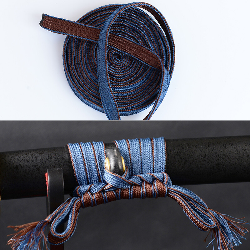 300CM Brown & Blue Two Side Synthetic Silk Sageo for Japanese Katana Wakizashi