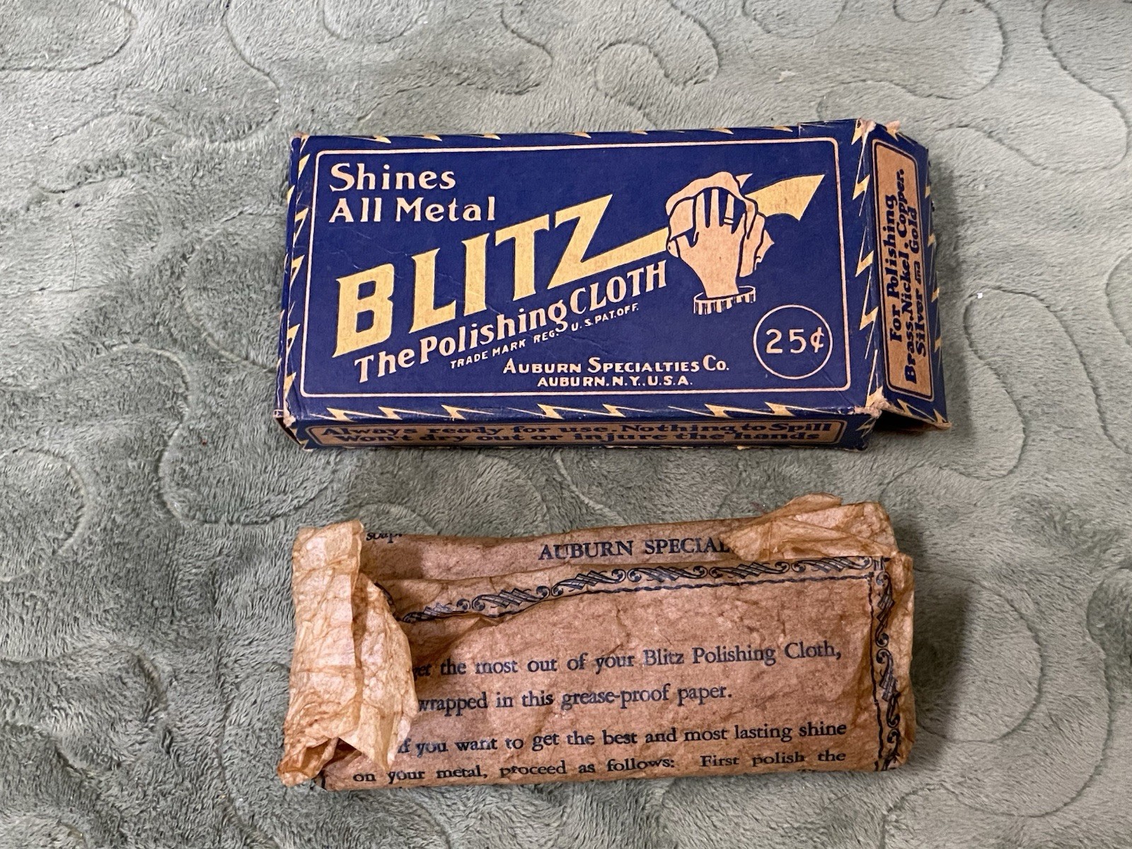 Blitz the Polishing Cloth In Box Brass-Nickel-Copper-Silver-Gold Auburn New York