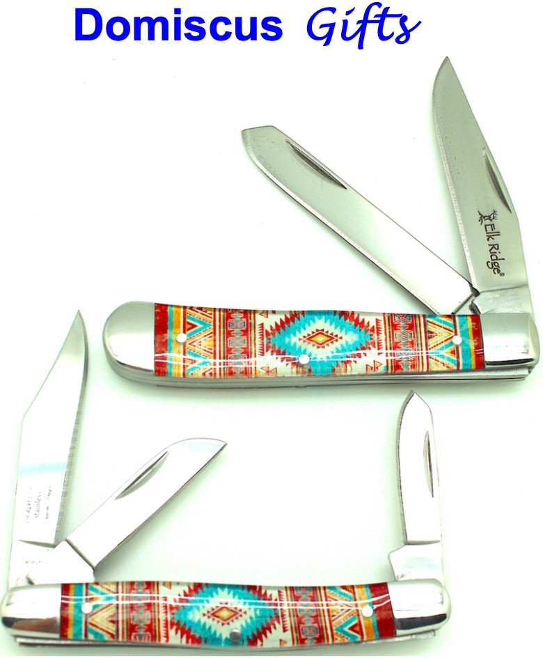 7 1/2″ NEW! Elk Ridge 2 Piece Indian NATIVE American POCKET KNIFE FOLDING Knives