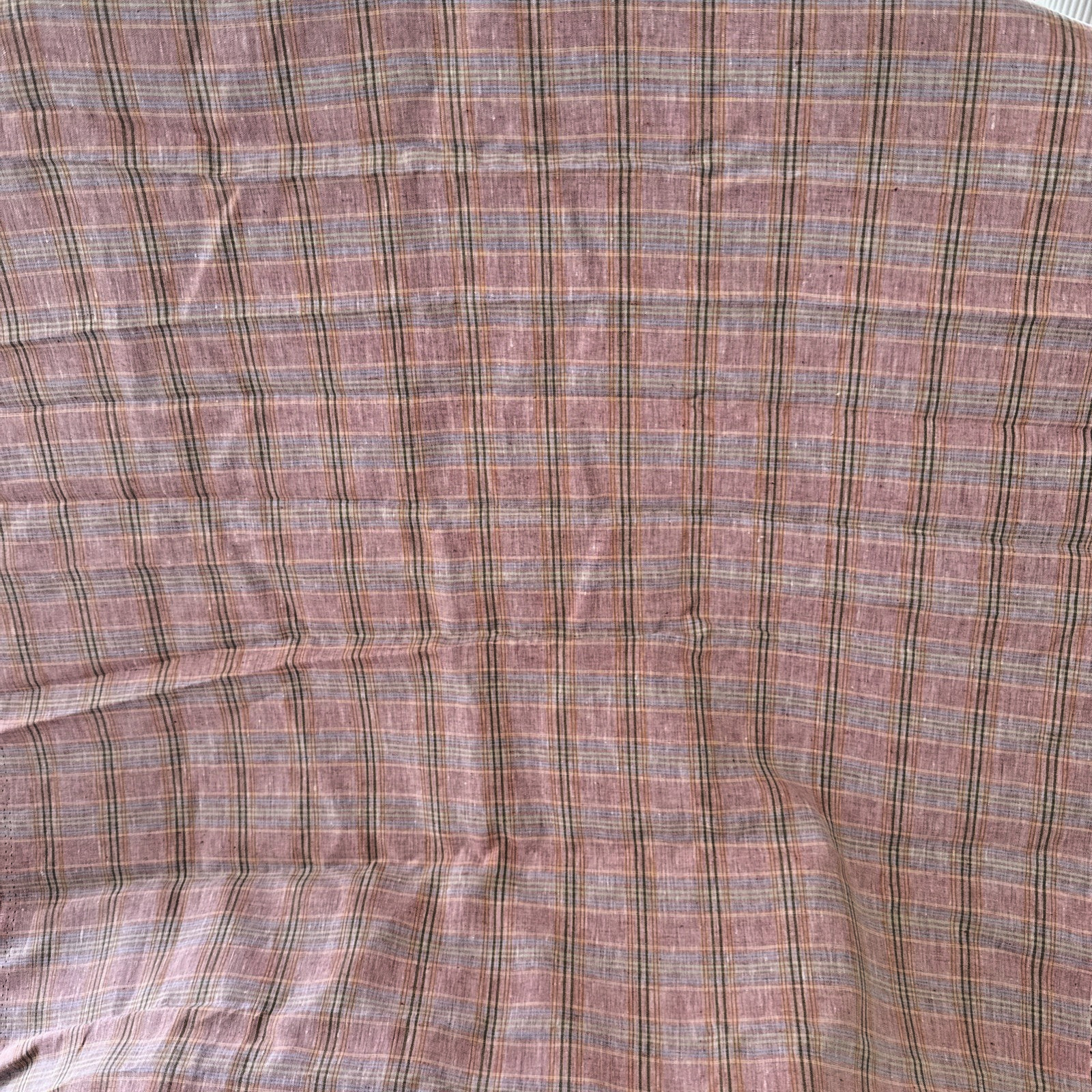 Linen Blend Pink Multicolor Windowpane Plaid Suiting Fabric 2.77 X 1.66 yds