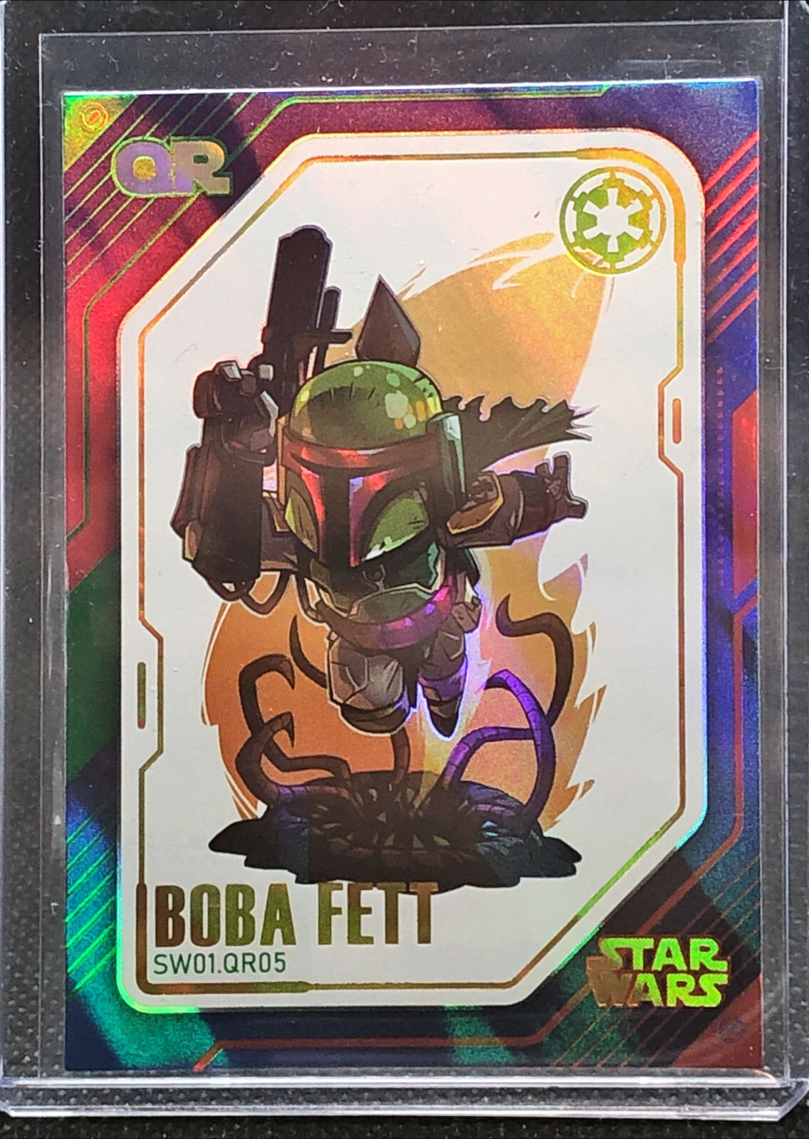 Boba Fett 2023 Star Wars Prerelease QR05 55pt Holofoil Chase Card. US SELLER!