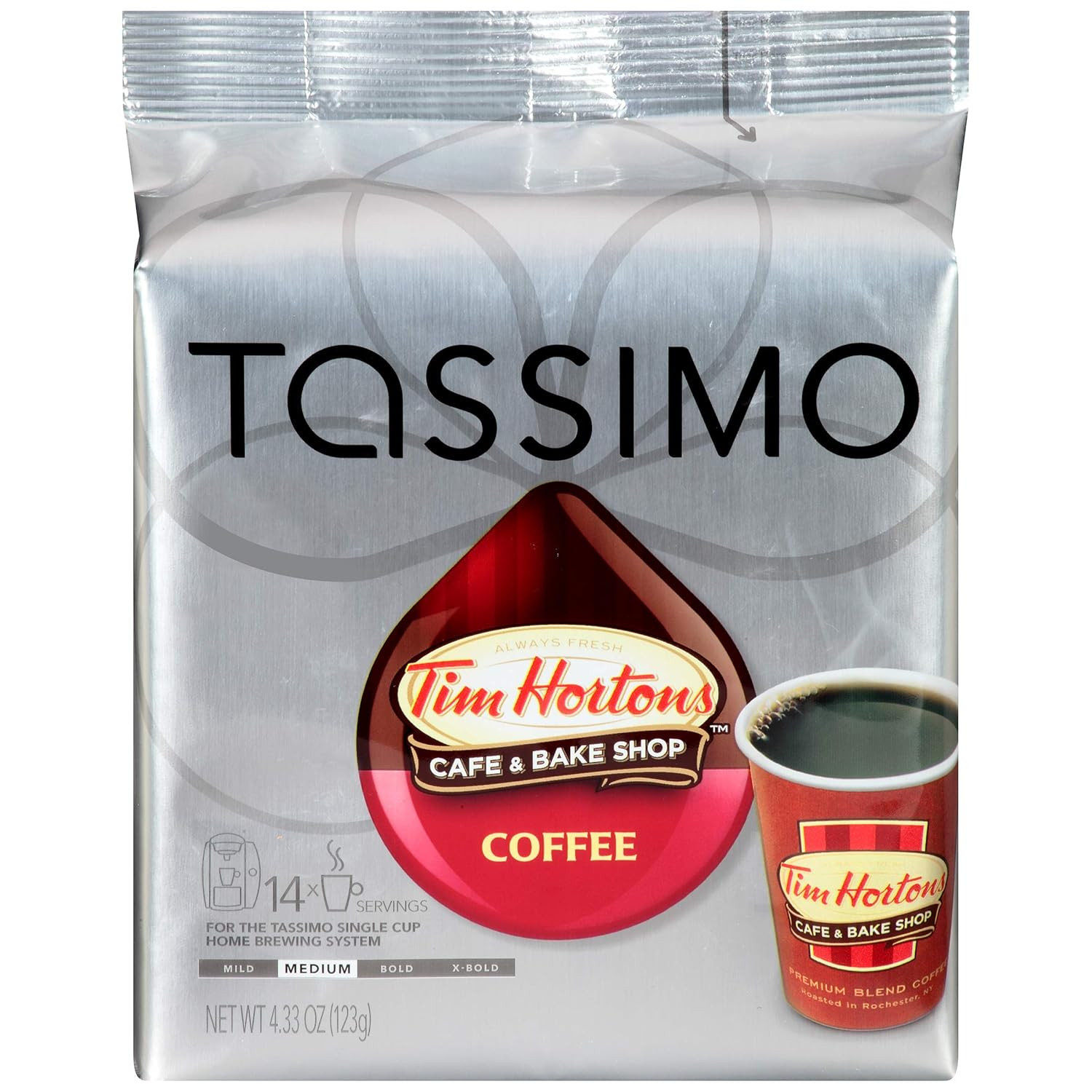 Tim Hortons Cafe & Bake Shop Medium Roast Coffee T-Discs for Single Cup Home Br