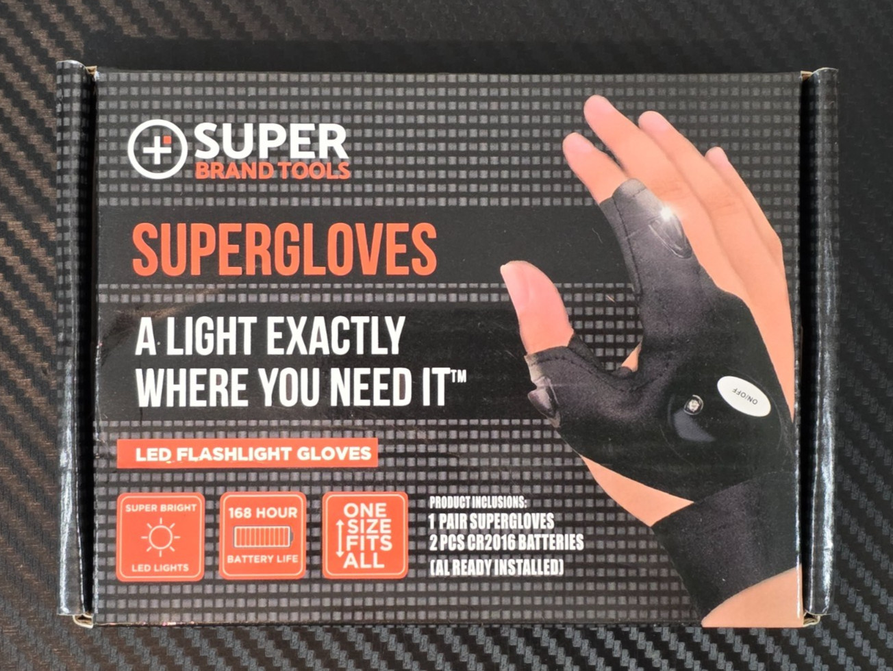 Super Brand Tools Super Gloves LED Flashlight Gloves – One Size Fits All
