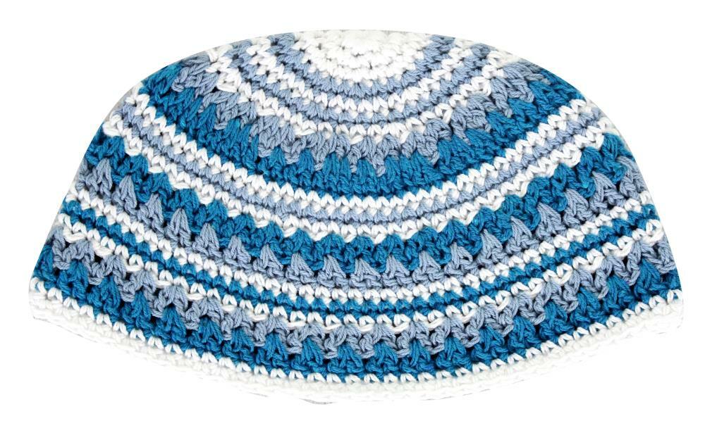 BIG JEWISH KIPPAH – Blue White Gray