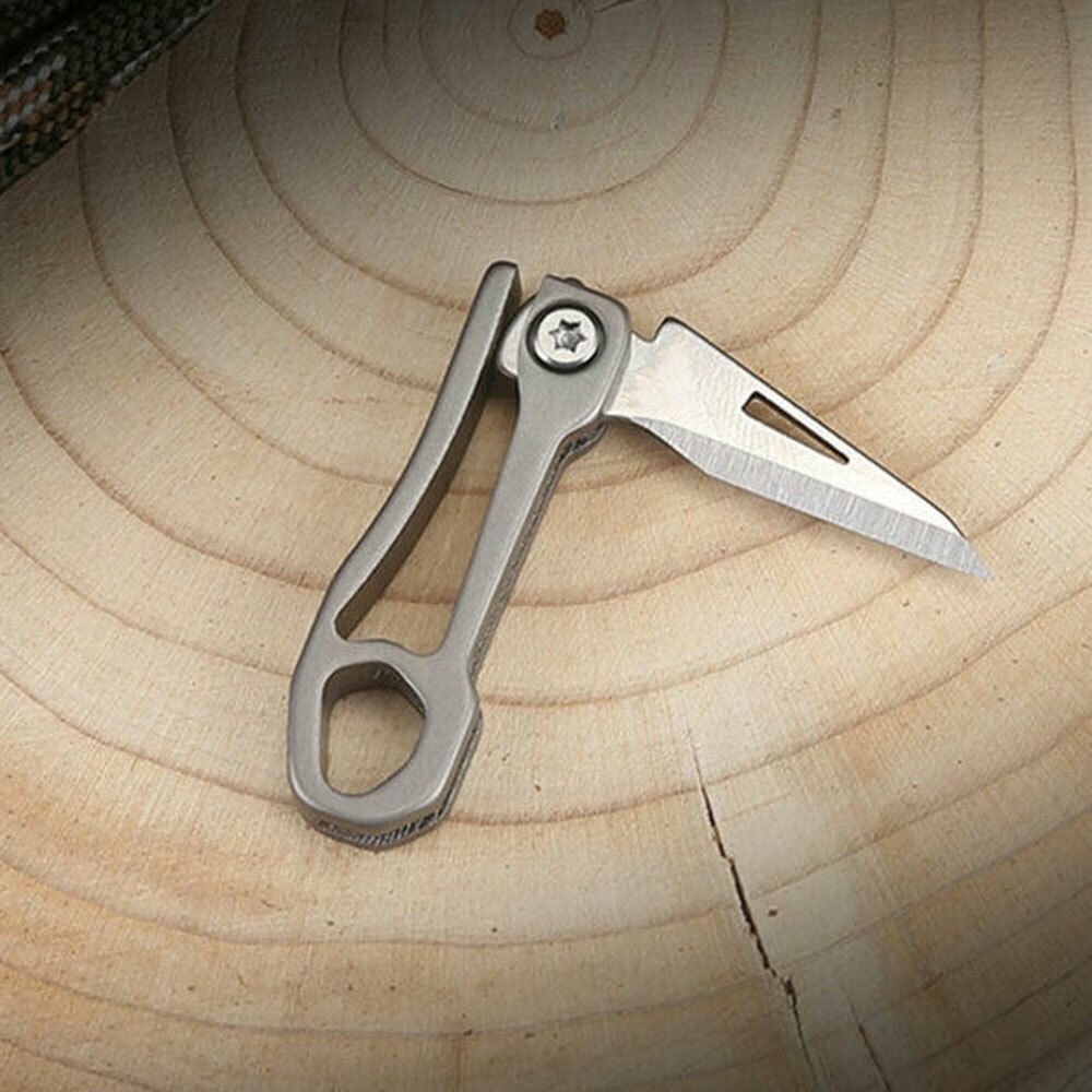Small Mini TC4 Titanium Folding Pocket Knife Keychain Blade Outdoor Survival