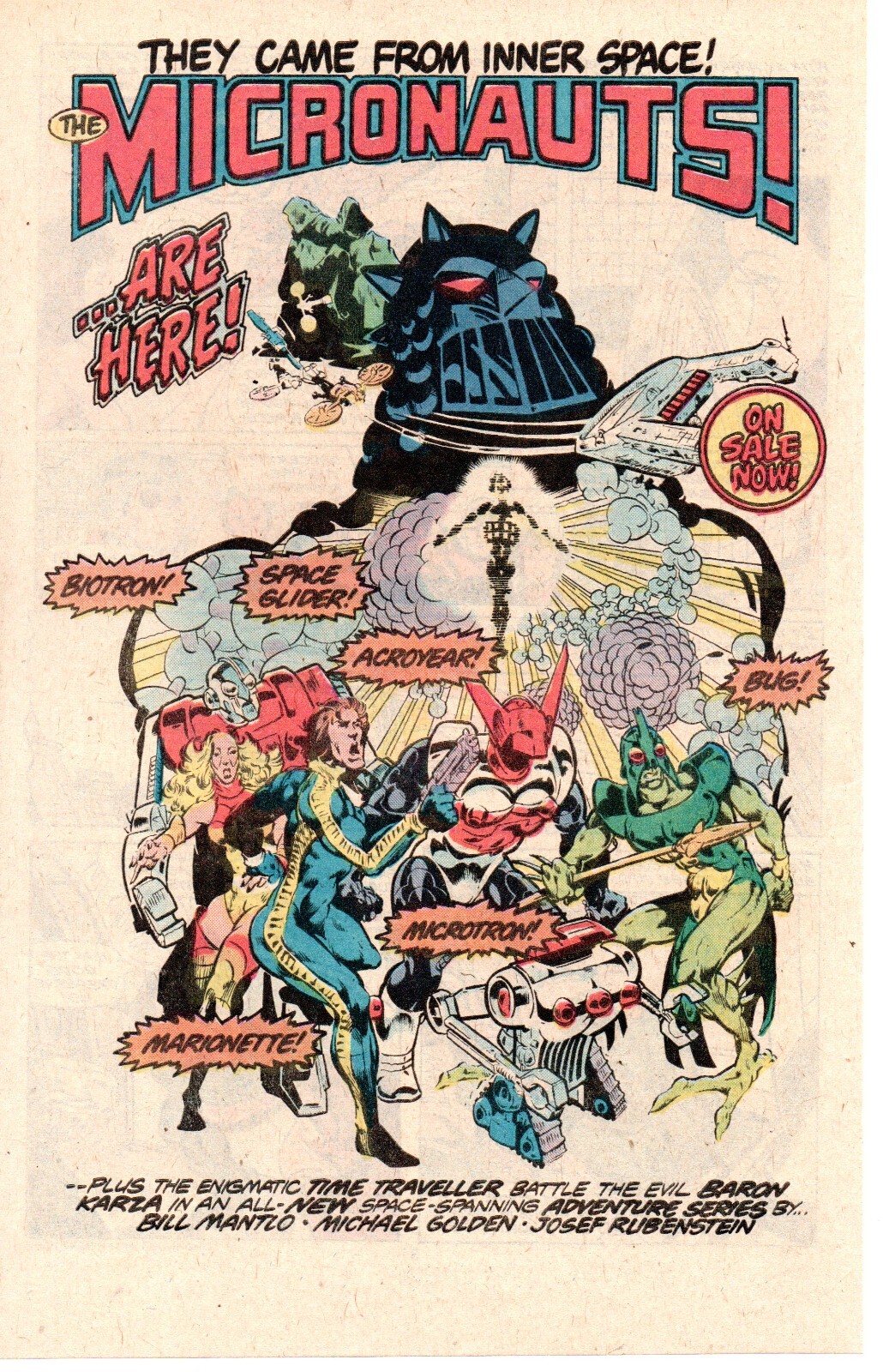 1977 THE MICRONAUTS Marvel Comic Promo PRINT AD ART – BUG, MICROTRON, ACROYEAR
