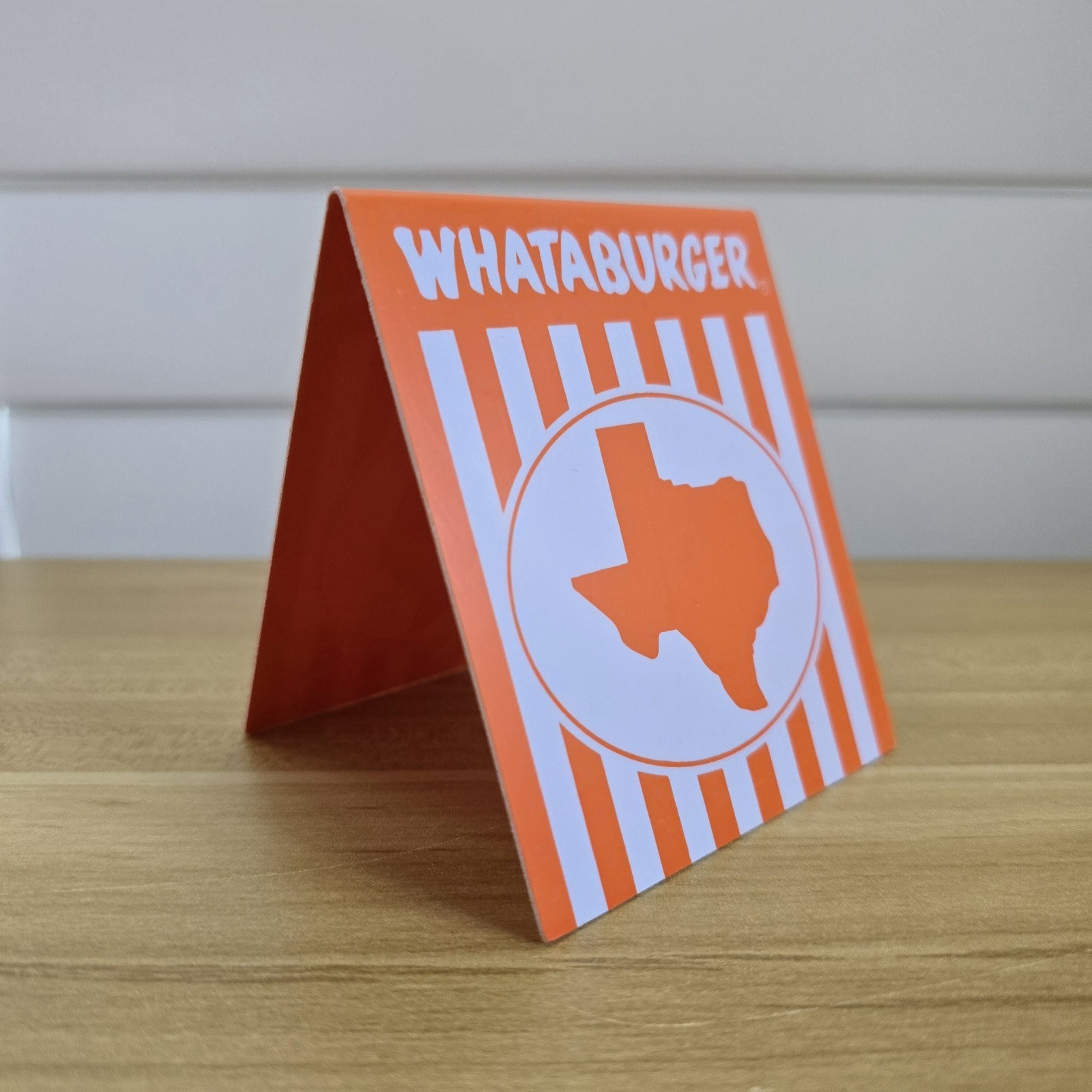 Whataburger Texas Lone Star State Table Tent Collectible Orange White 3″ X 3.5″
