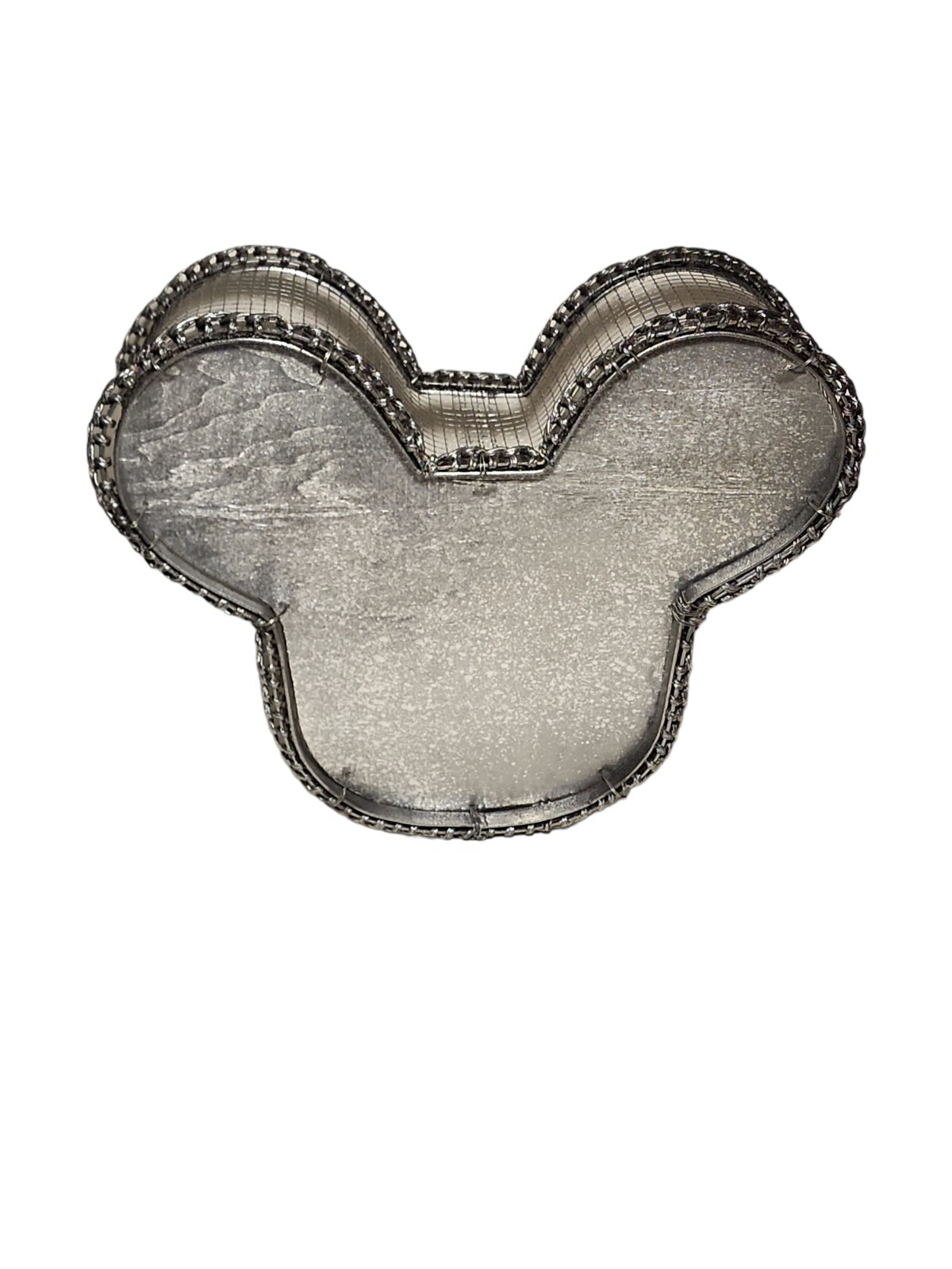 Disney Store Mickey Head Silver Storage Basket Wire Wicker 14″ x 11″ Cast Member