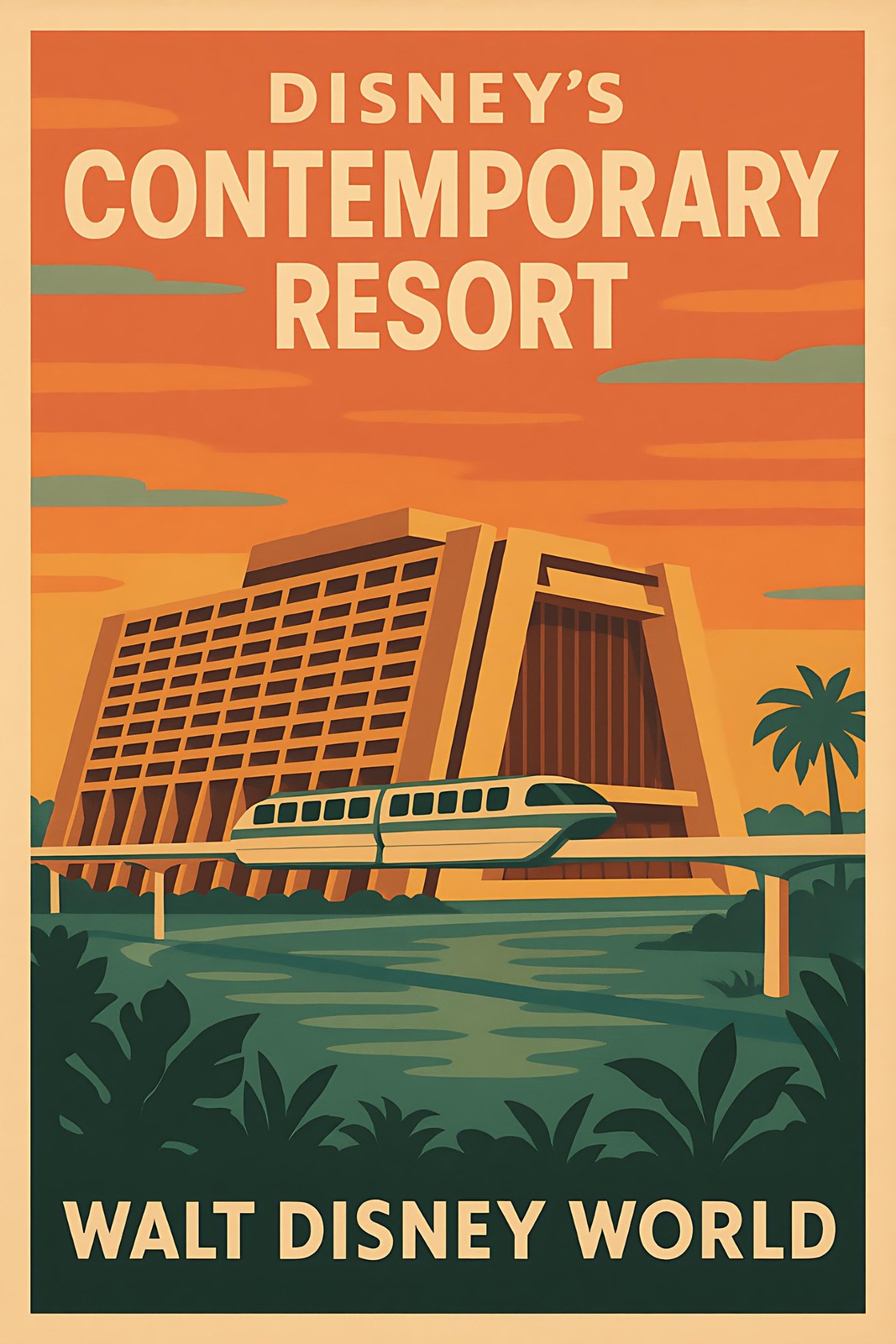 Disney Contemporary Resort Vintage WDW Travel Poster 11×17 Glossy