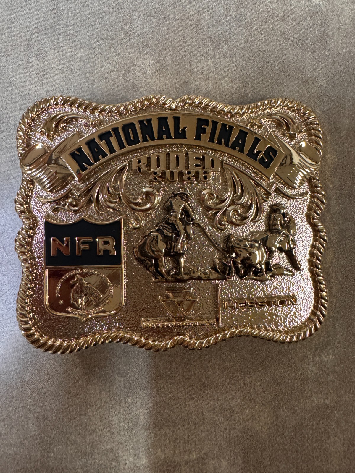 NEW!! 2026 “Gold Colored” Adult Hesston National Finals Rodeo Belt Buckle