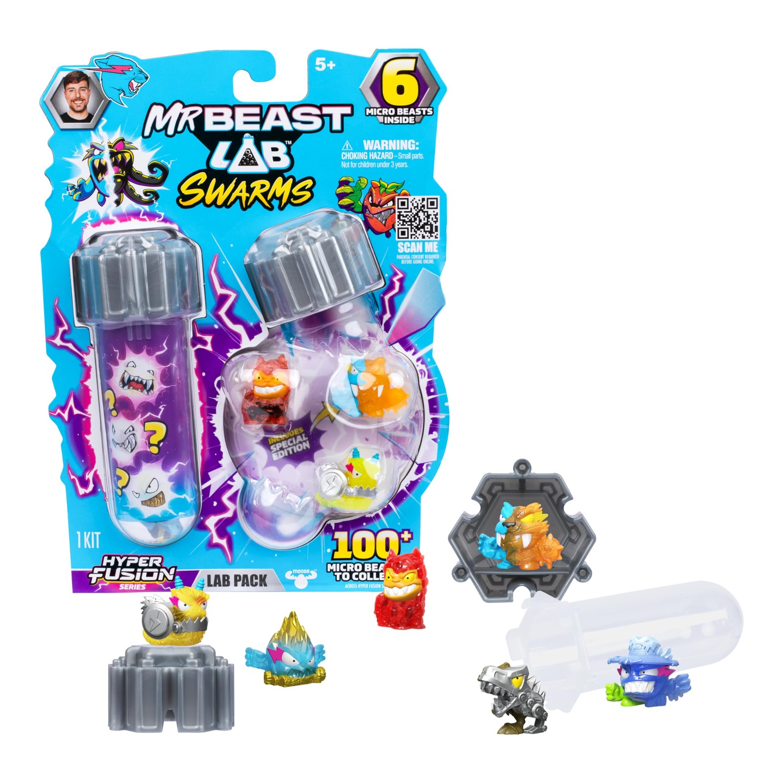 MrBeast Lab Swarms Series 3, Hyper Fusion Series, 6 Pack – 1 inch, Multicolor