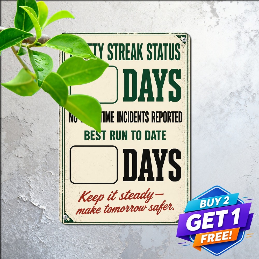 Days Without Accident Safety Counter Notice Board Heavy Duty Metal Sign
