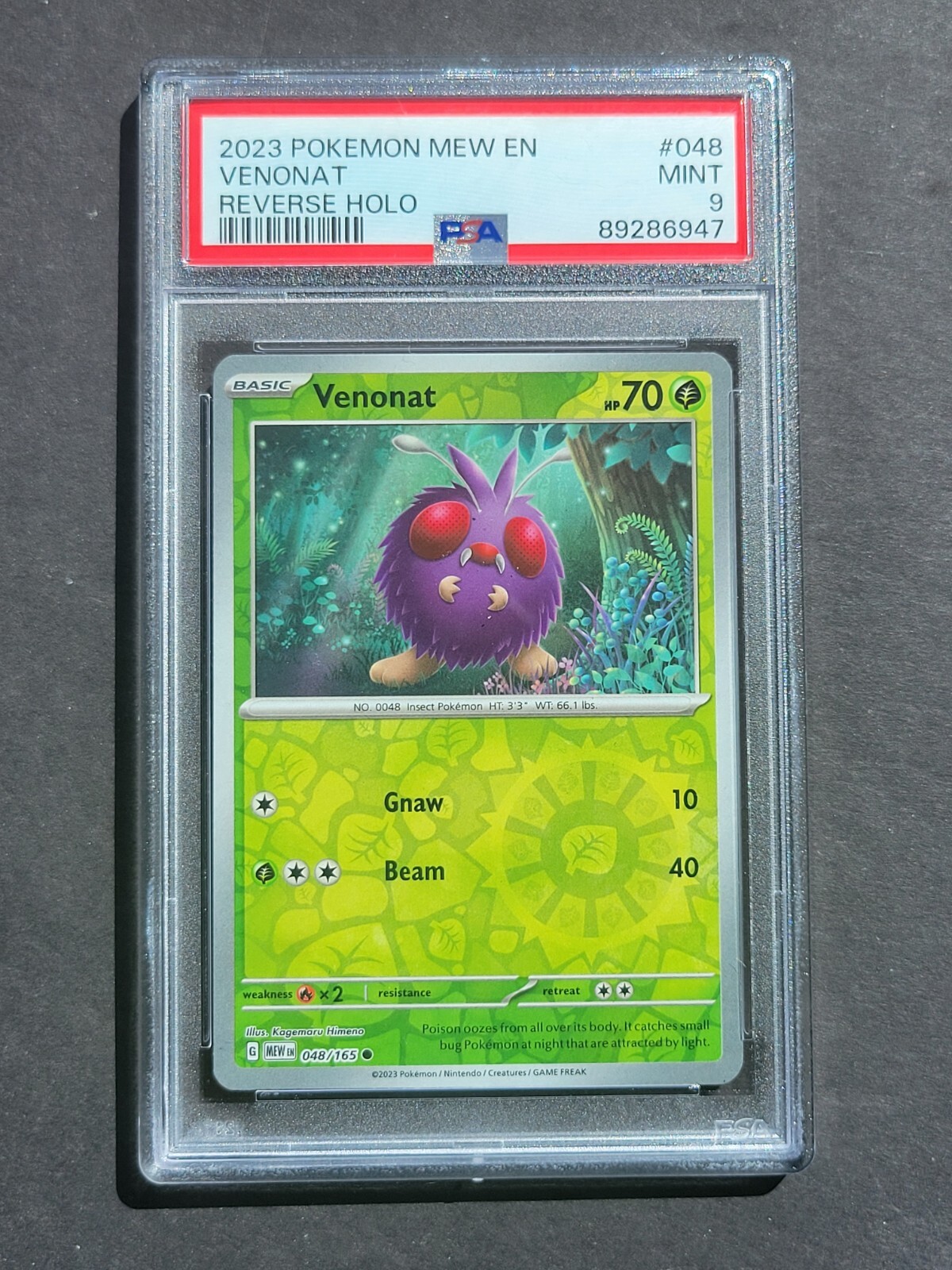 PSA 9 VENONAT 048/165 – SCARLET & VIOLET 151 REVERSE HOLO ENGLISH – MINT