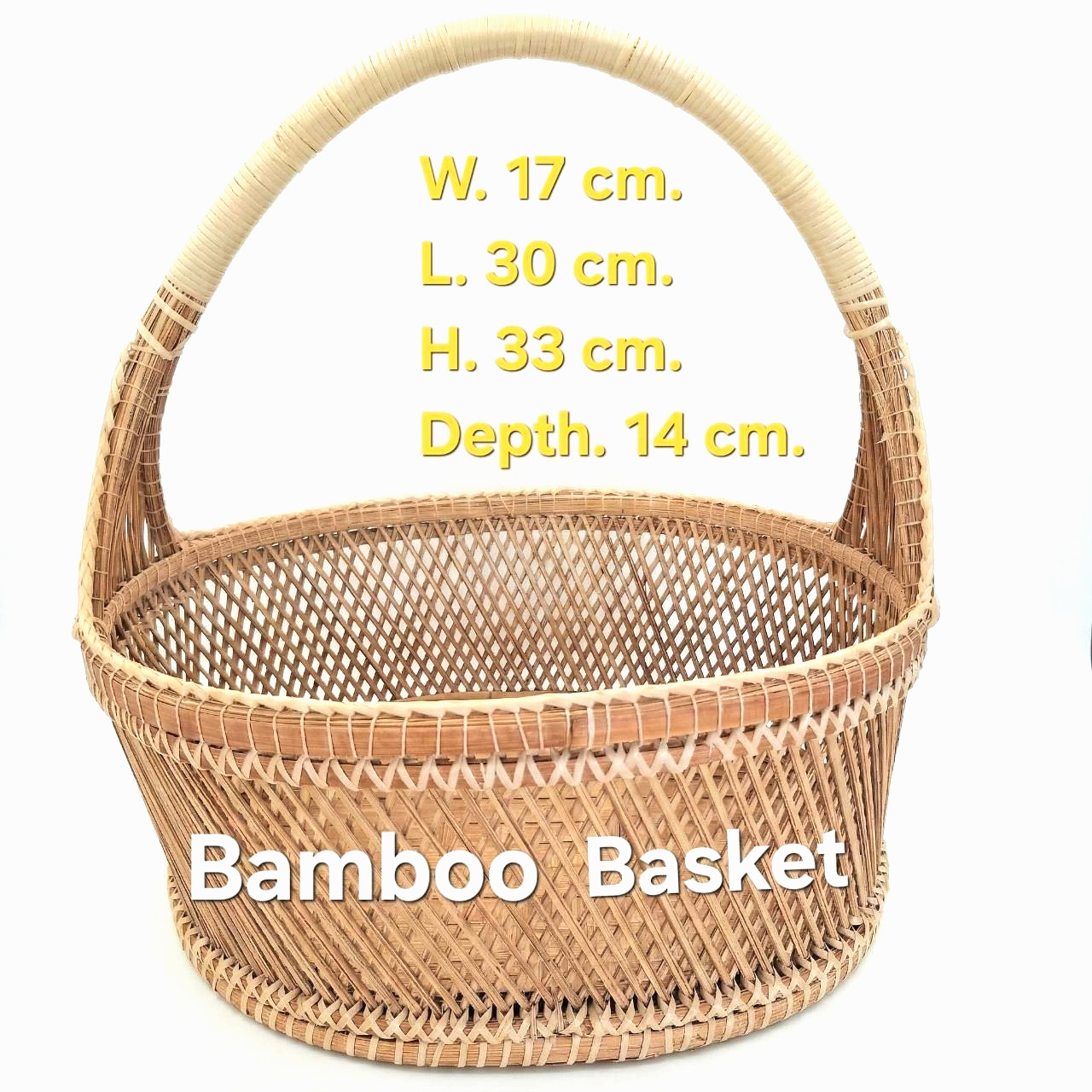Vintage Handcrafted Basket Natural Bamboo Top Handle Pinic *Made In Thailand*