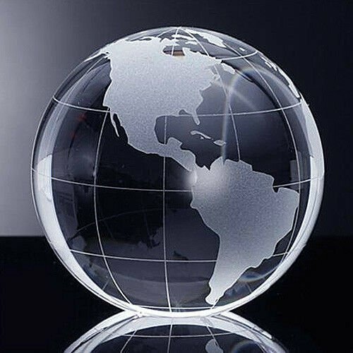High Quality Crystal Globe Paperweight 3.2″ – Includes Gift Box – Top USA Seller