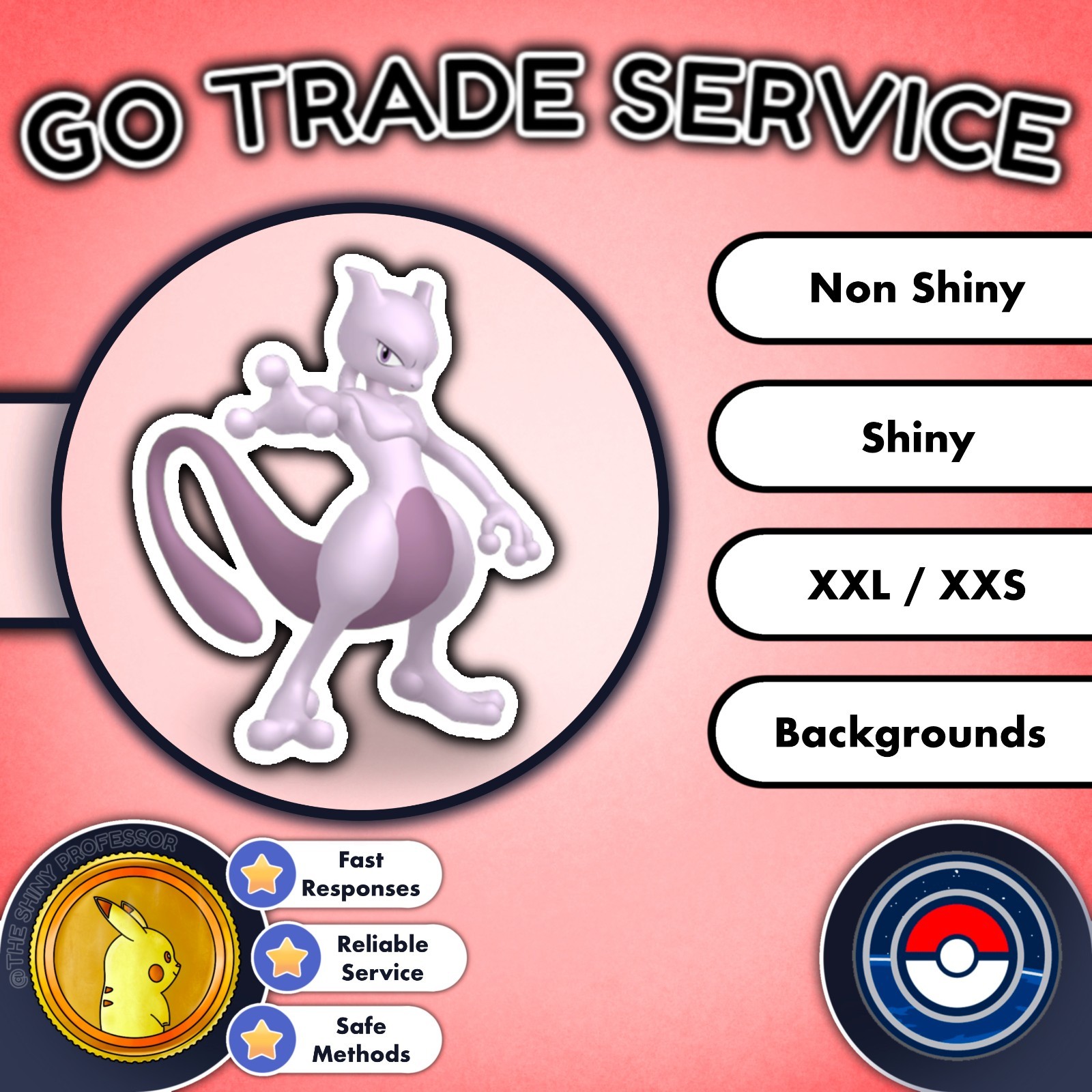 Pokémon GO Trade || Mewtwo || XXL, XXS, Shiny Available ✨