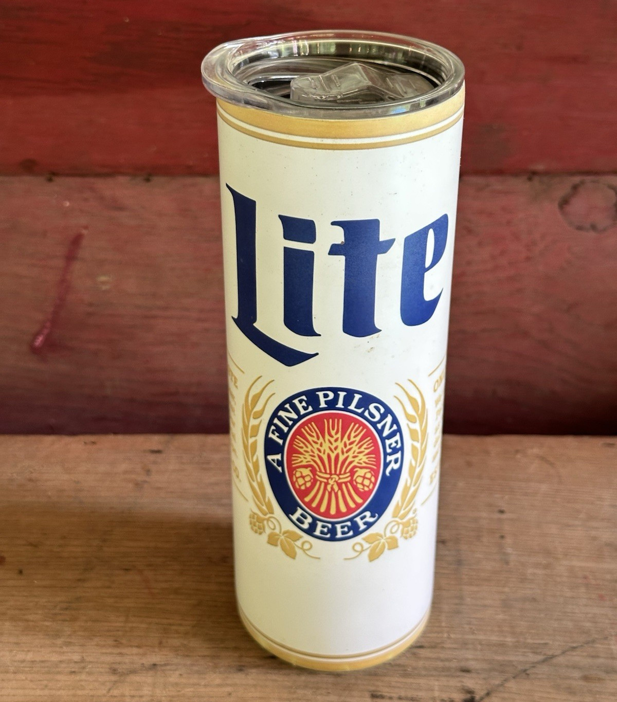 Miller Lite Fine Beer 20 fl oz Stainless Steel Tumbler W/ Lid ( New )