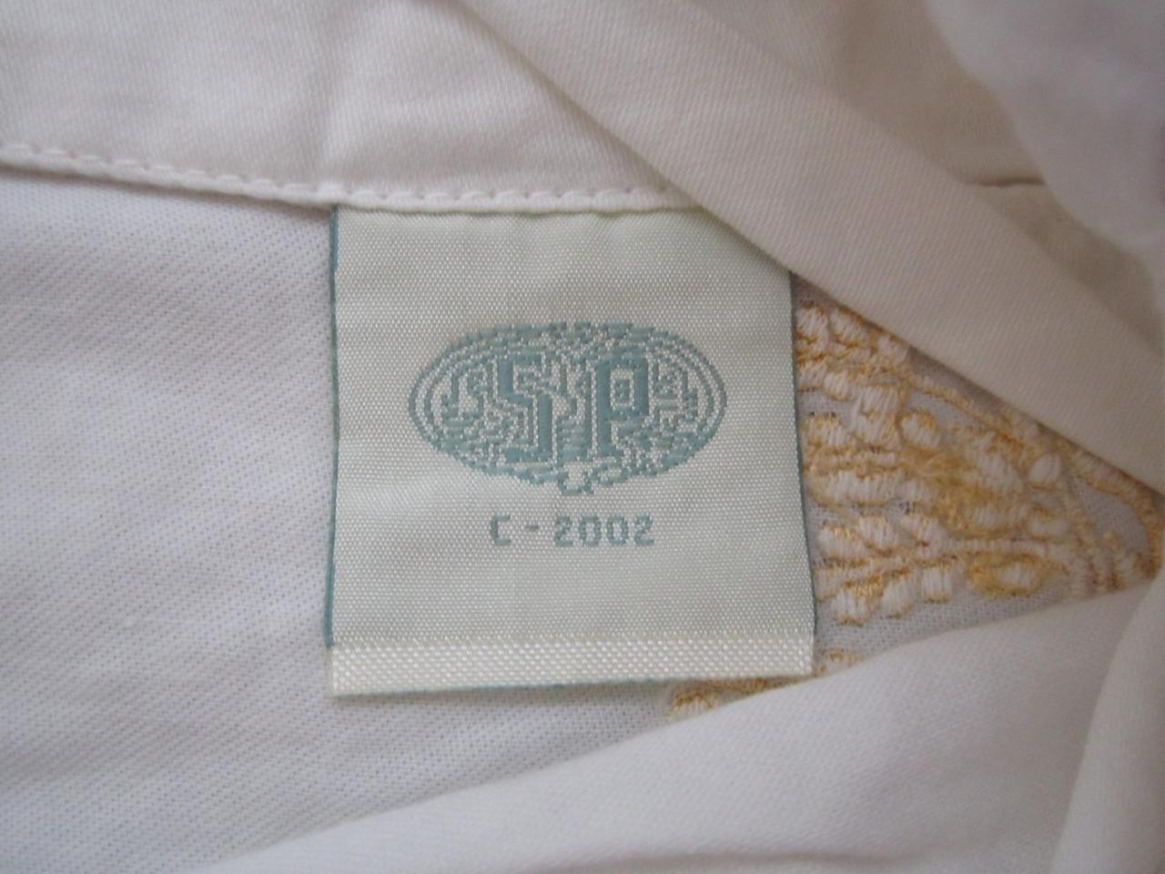 NOS SOURCE PERRIER Collection White Cotton Sateen Wheat Embroidered Boudoir Sham