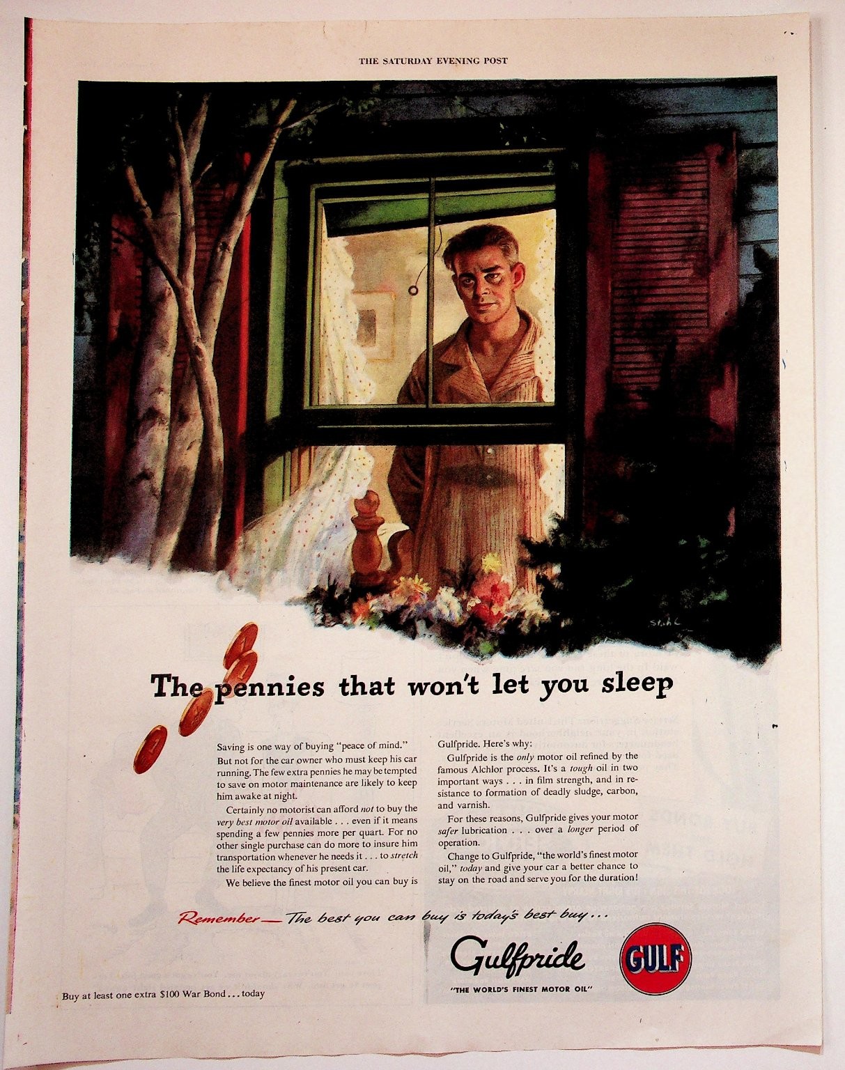 Gulfpride Vintage Print Advertisement The Saturday Evening Post 1940s