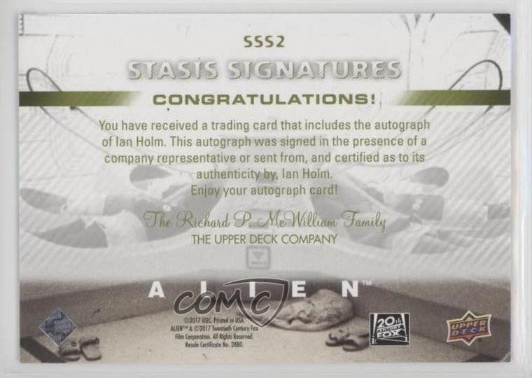 2017 Upper Deck Alien Movie Single Actor Ian Holm as Ash #SSS2 Auto p1l
