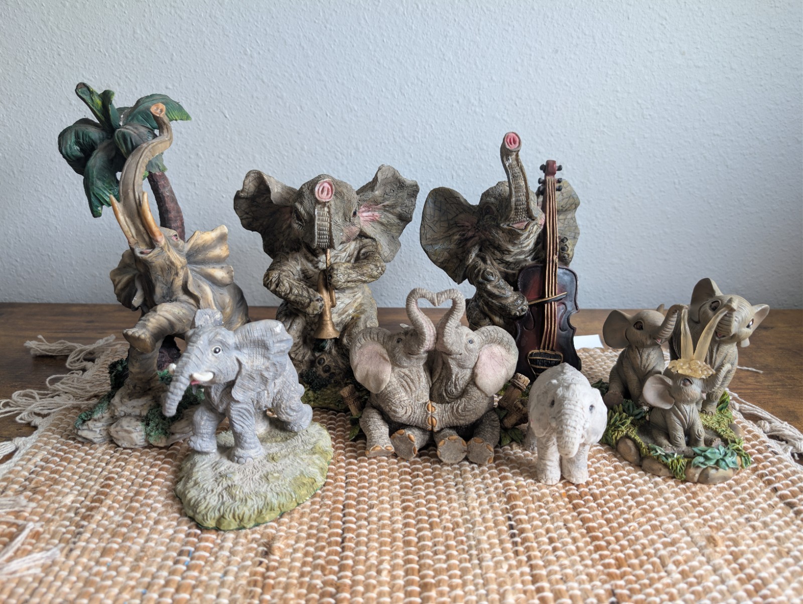Vintage Elephant Figurine Lot of 7 – The Hamilton Collection, Tuskers, Orchestra