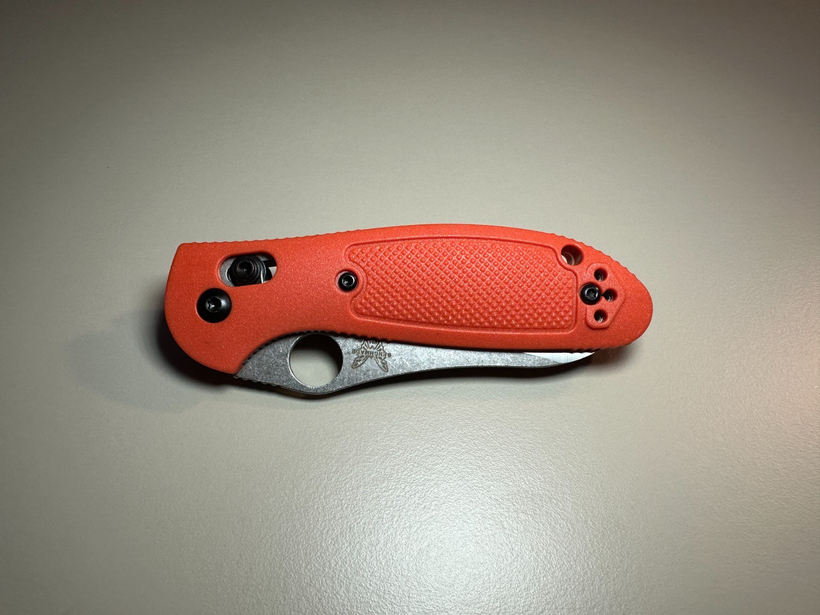 Benchmade 555 Mini Griptilian Orange Nylon Grivory Stainless Folding Knives