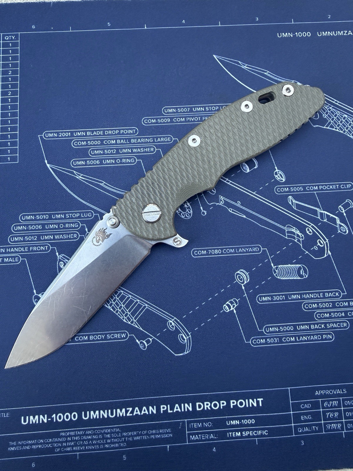 Hinderer XM-18 3.5 No choil Skinny Slicer Stonewashed M390 Bronze Titanium