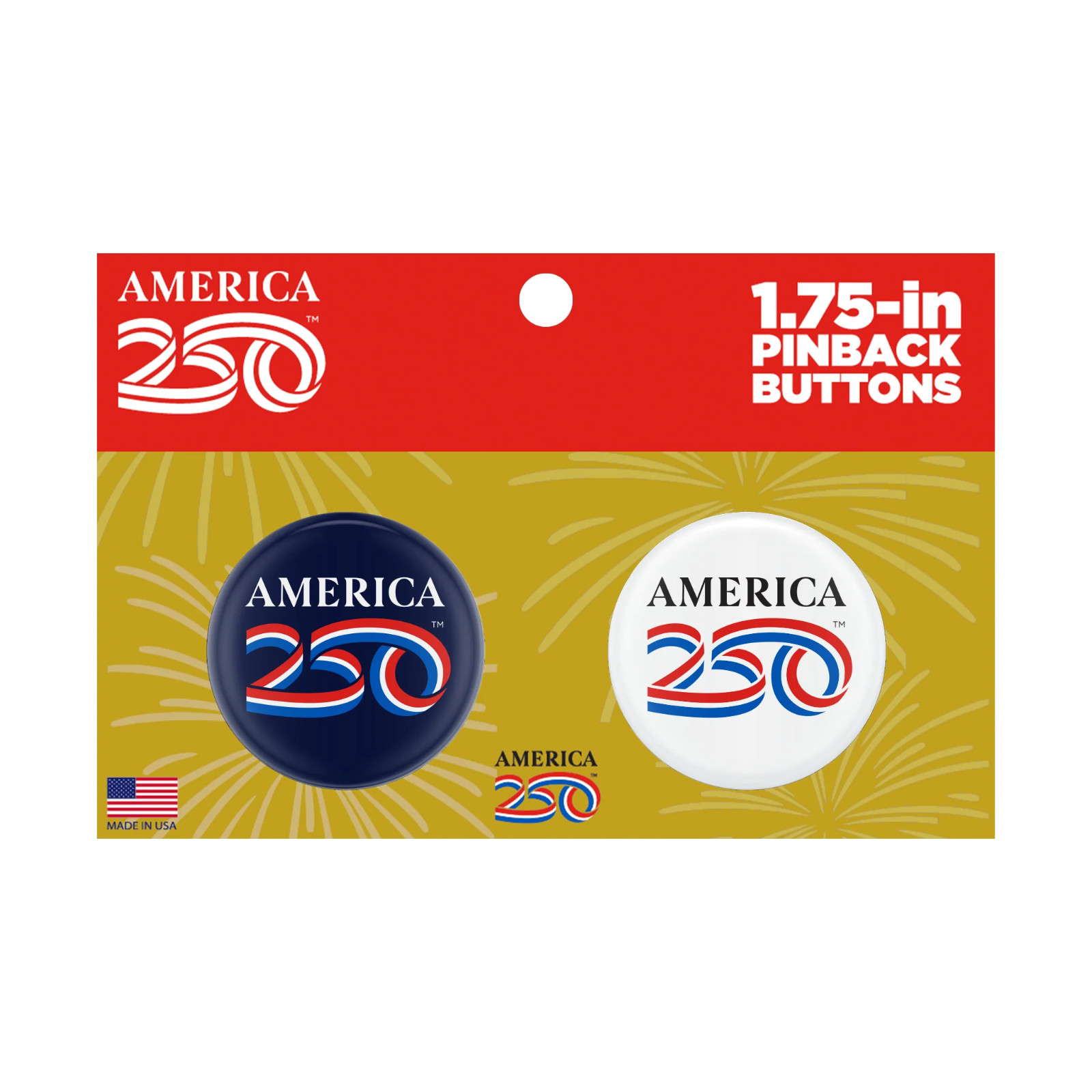 America 250 Officially Licensed 1.75″ Diameter Buttons Official NEW Two buttons!