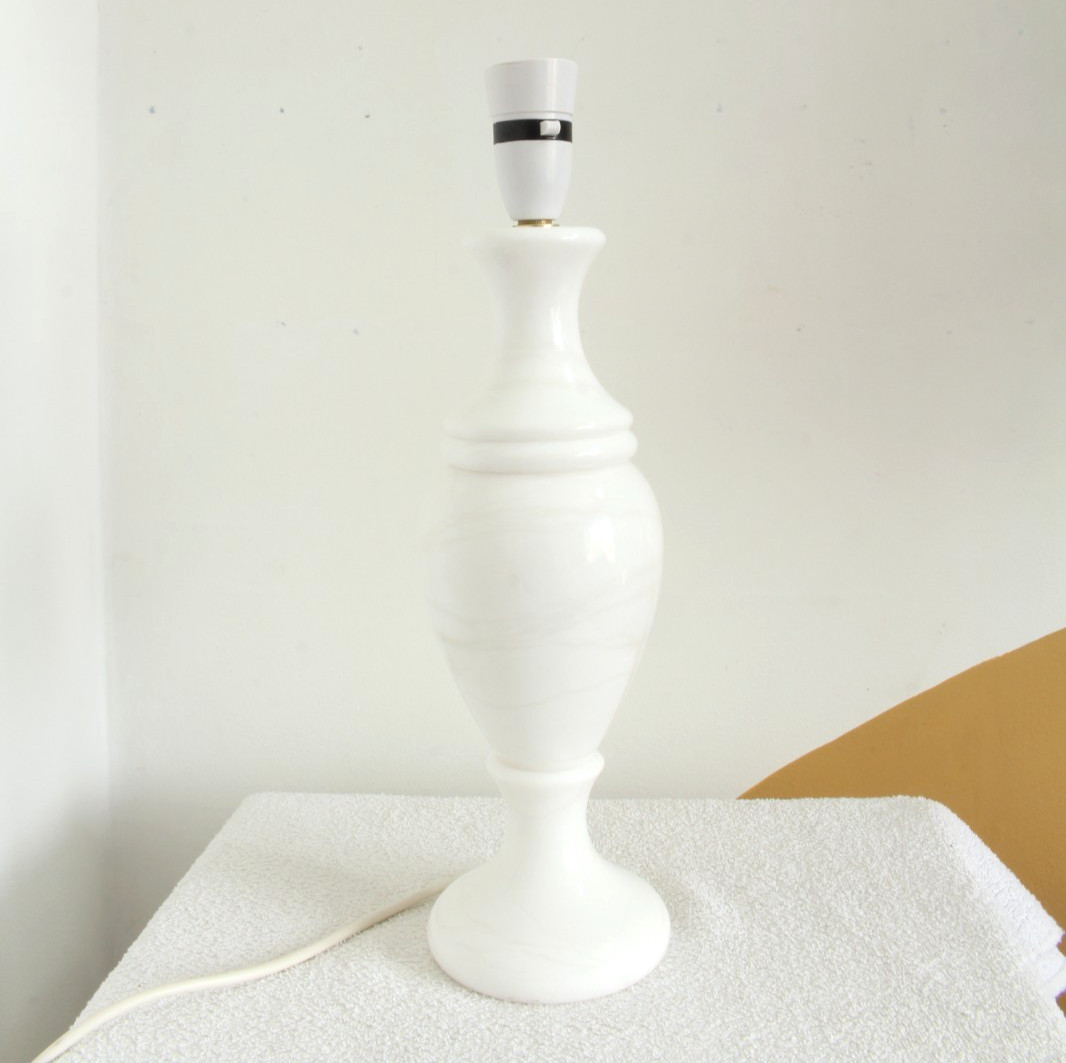 Vintage white marble table lamp base heavy Country House baluster classical