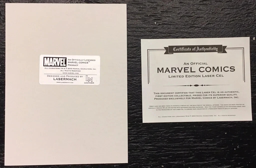 6 Certified Marvel Laser Cel Collection (Fantastic Four,X-Men, Hulk, Spider-man)