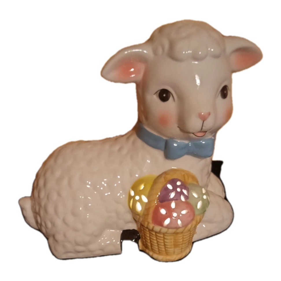 Lamb Mr Christmas Easter Basket Lights Up Batteries Not Included