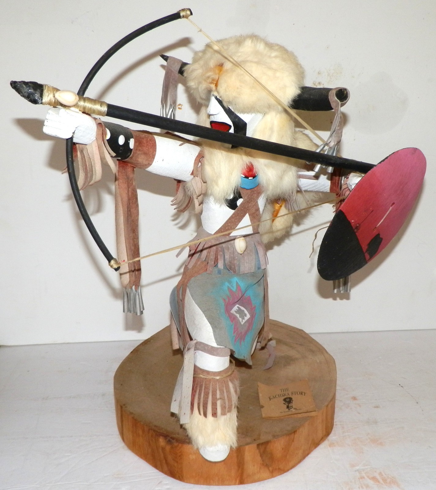 Navajo Kachina Katsina Doll White Buffalo Warrior – Signed Numbered Pauline 16″