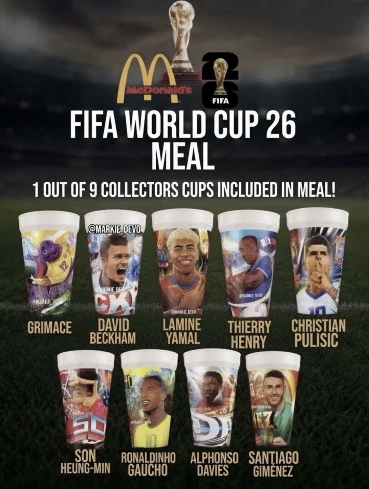 2026 McDonald’s Fifa World Cup Adult Happy Meal Cups Full Set Of 9 (opened)